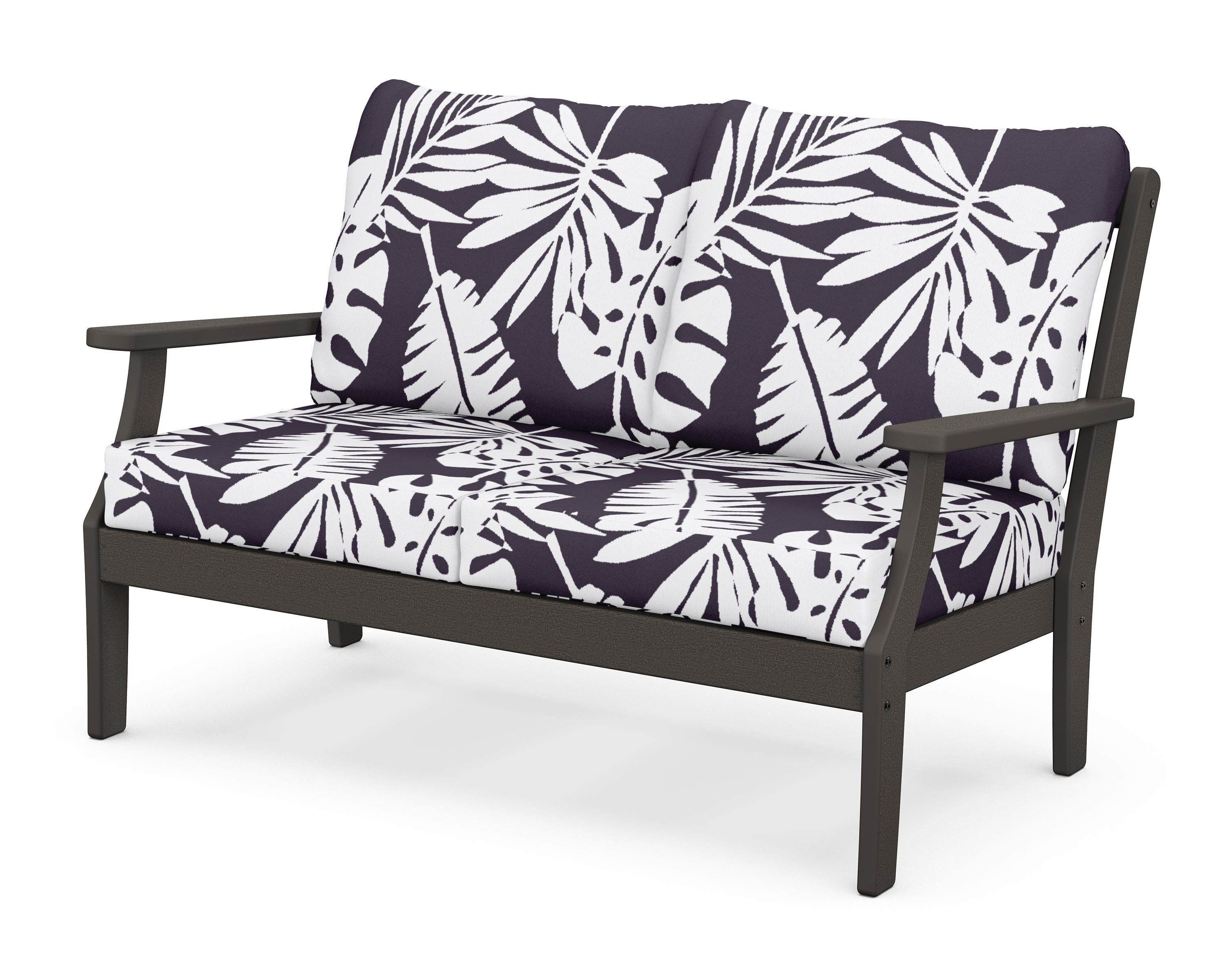 POLYWOOD® Braxton Deep Seating Loveseat in Vintage Coffee / Leaf Navy