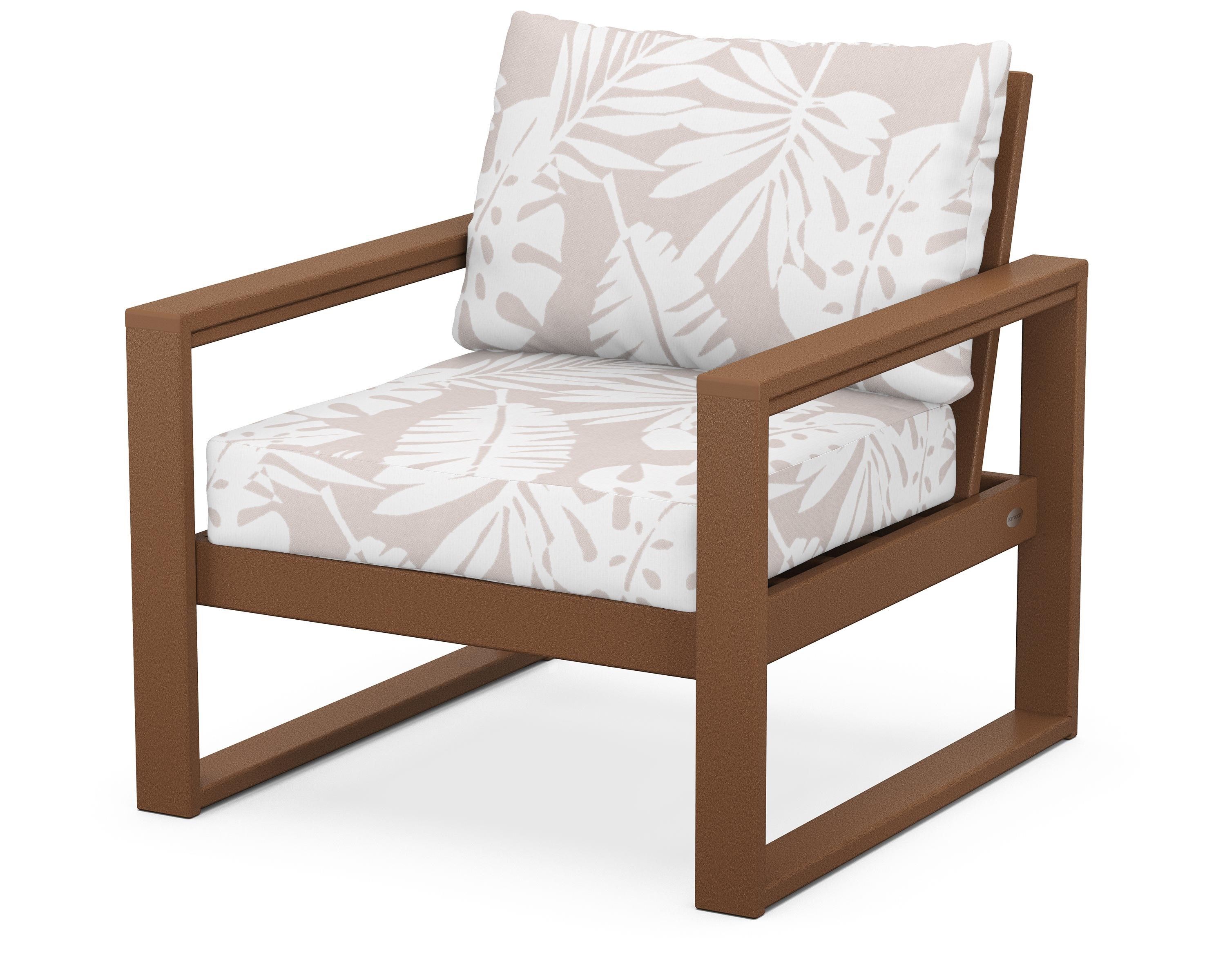 POLYWOOD® EDGE Club Chair in Teak / Leaf Dune Burlap