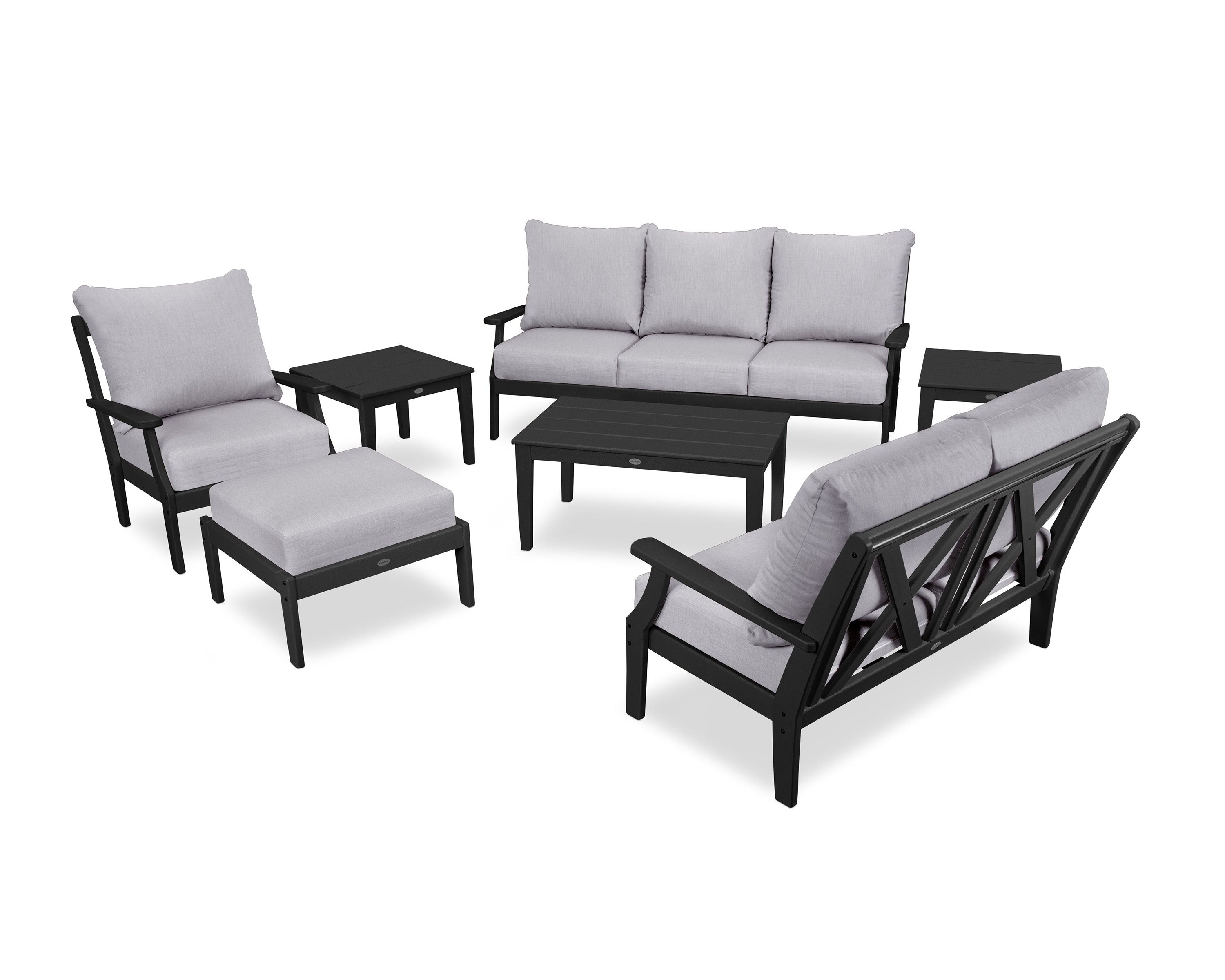POLYWOOD® Braxton 7-Piece Deep Seating Set in Black / Granite