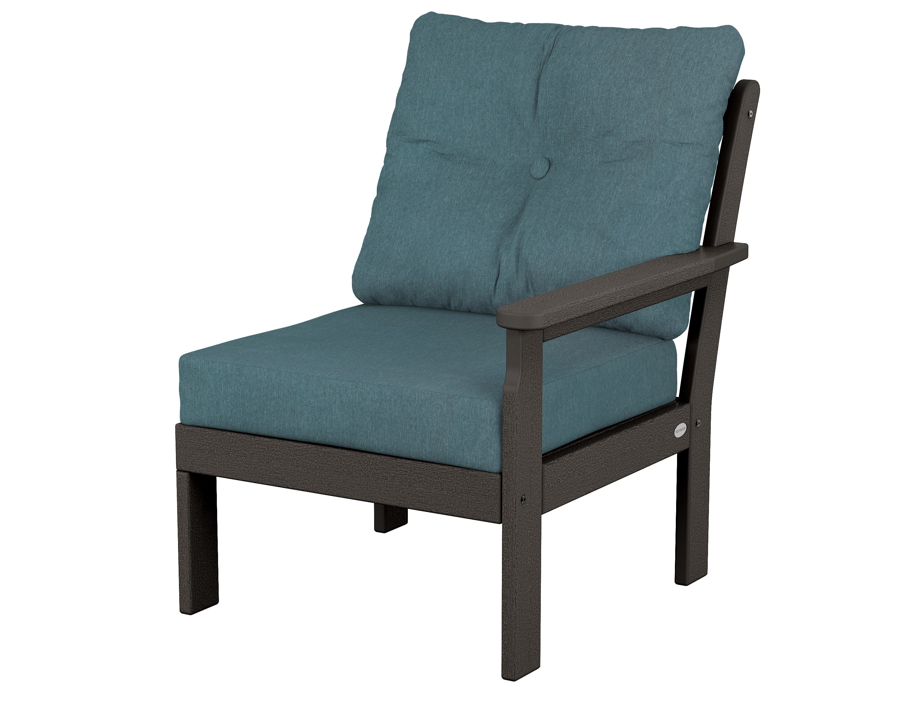 POLYWOOD® Vineyard Modular Right Arm Chair in Vintage Coffee / Ocean Teal