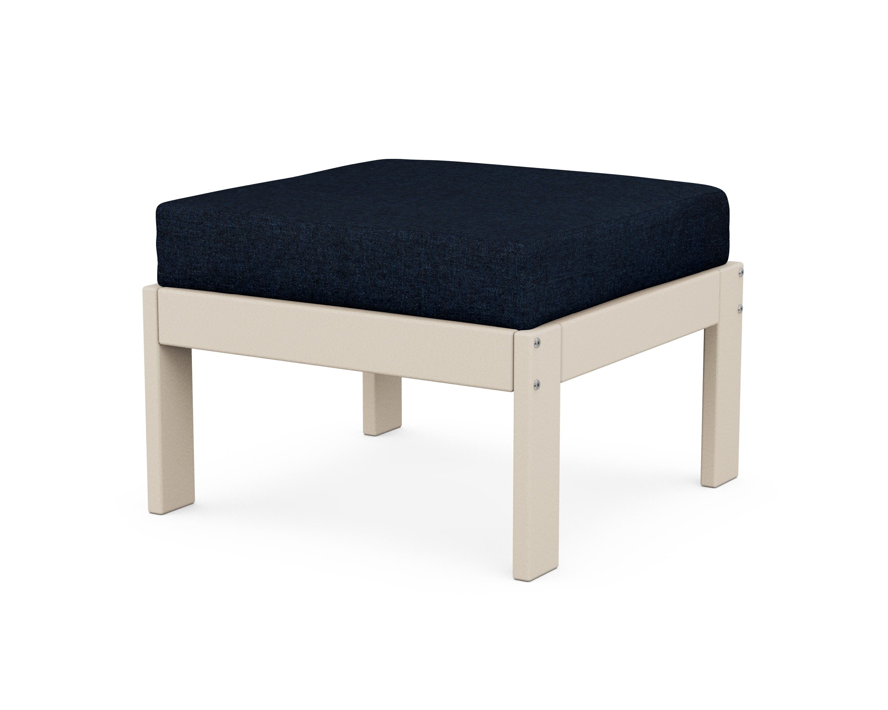 POLYWOOD® Vineyard Modular Ottoman in Sand / Marine Indigo