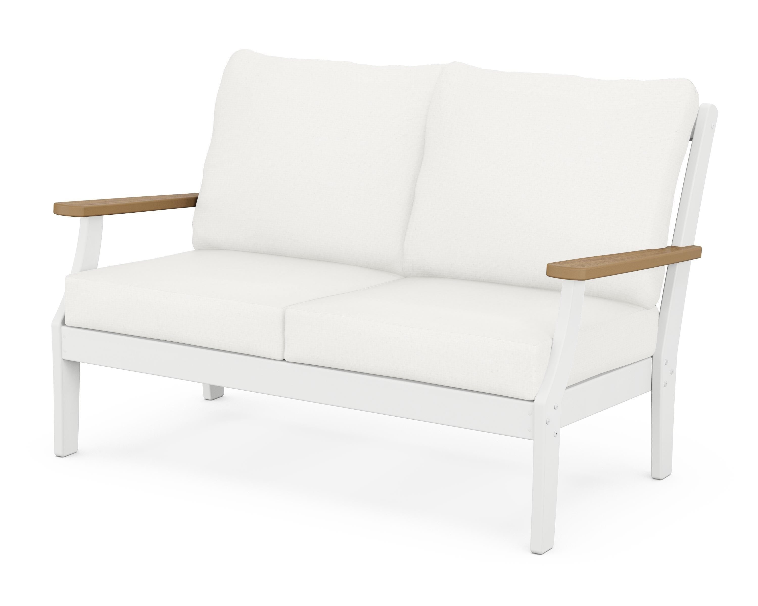 POLYWOOD® Braxton Deep Seating Loveseat in White / Natural / Natural Linen