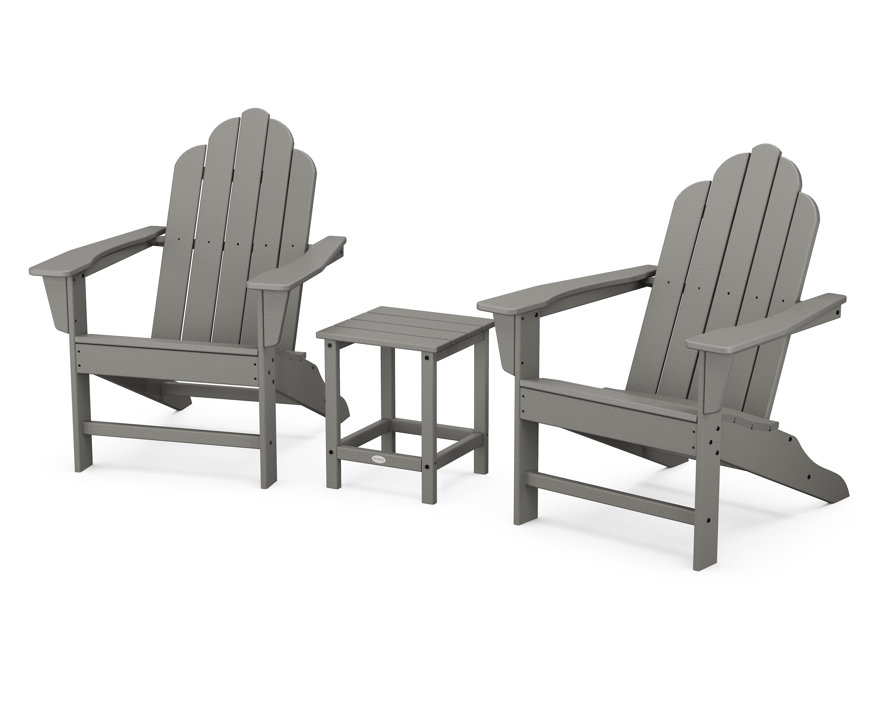 POLYWOOD® Long Island Adirondack 3-Piece Set in Slate Grey