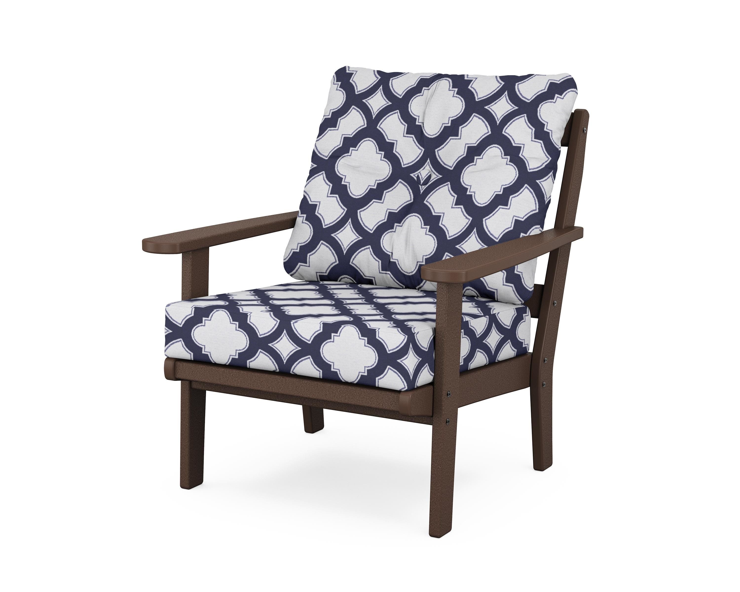 POLYWOOD® Mission Deep Seating Chair in Mahogany / Trellis Navy