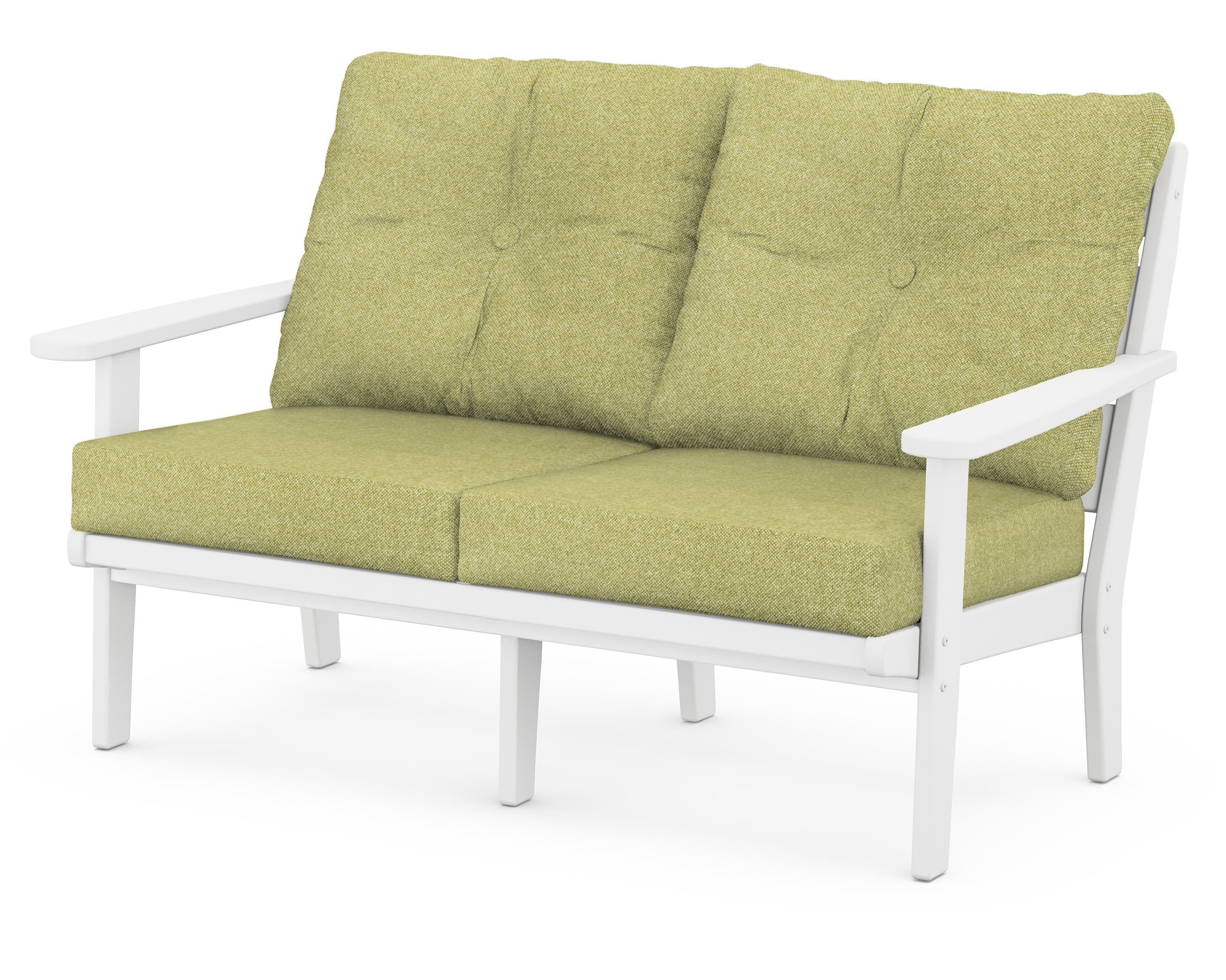 POLYWOOD® Lakeside Deep Seating Loveseat in White / Chartreuse Boucle