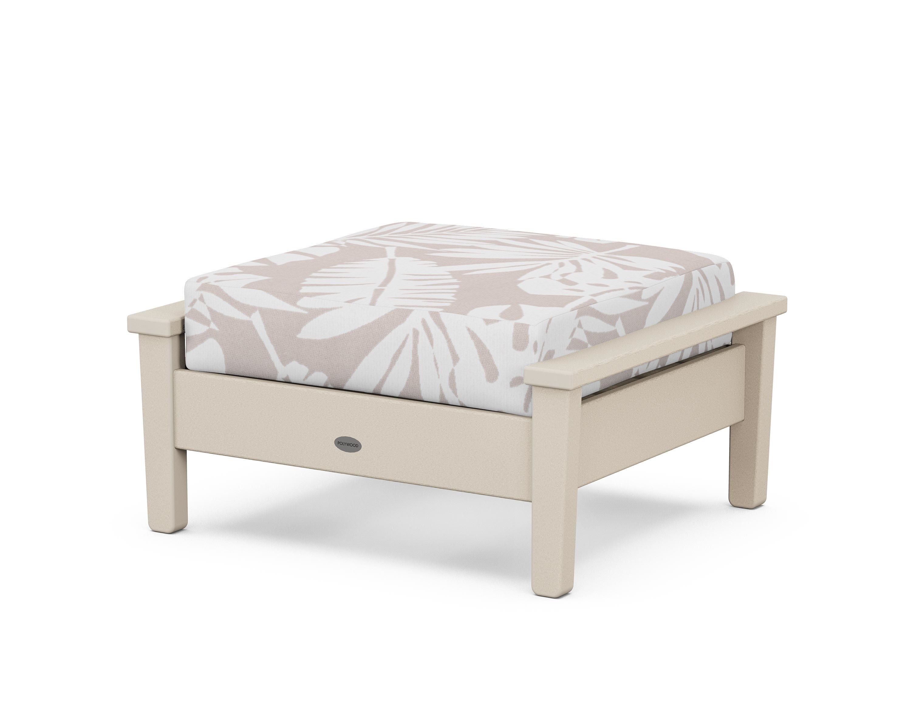 POLYWOOD® Prescott Deep Seating Ottoman in Sand / Leaf Dune Burlap