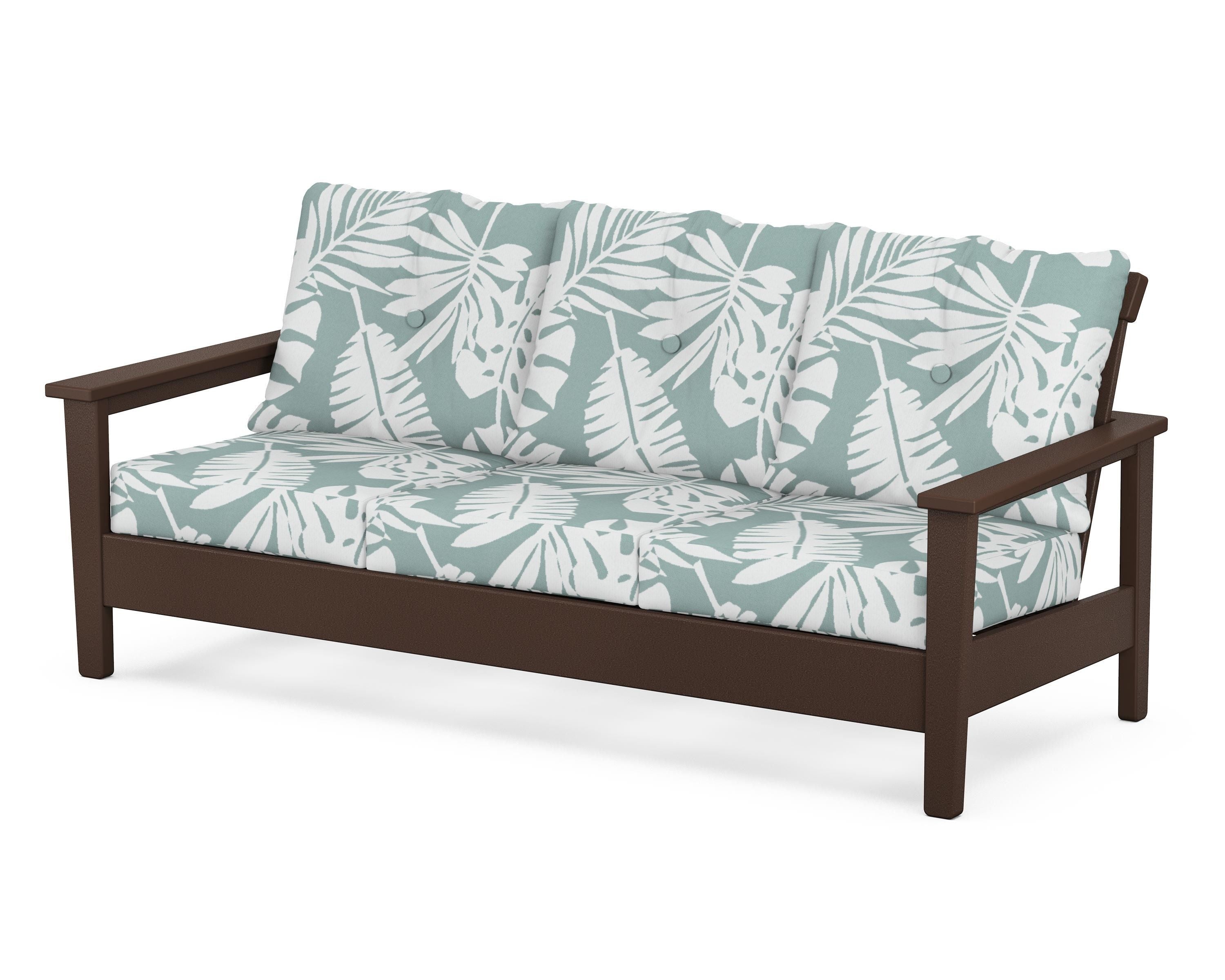 POLYWOOD® Prescott Deep Seating Sofa in Mahogany / Leaf Glacier Spa