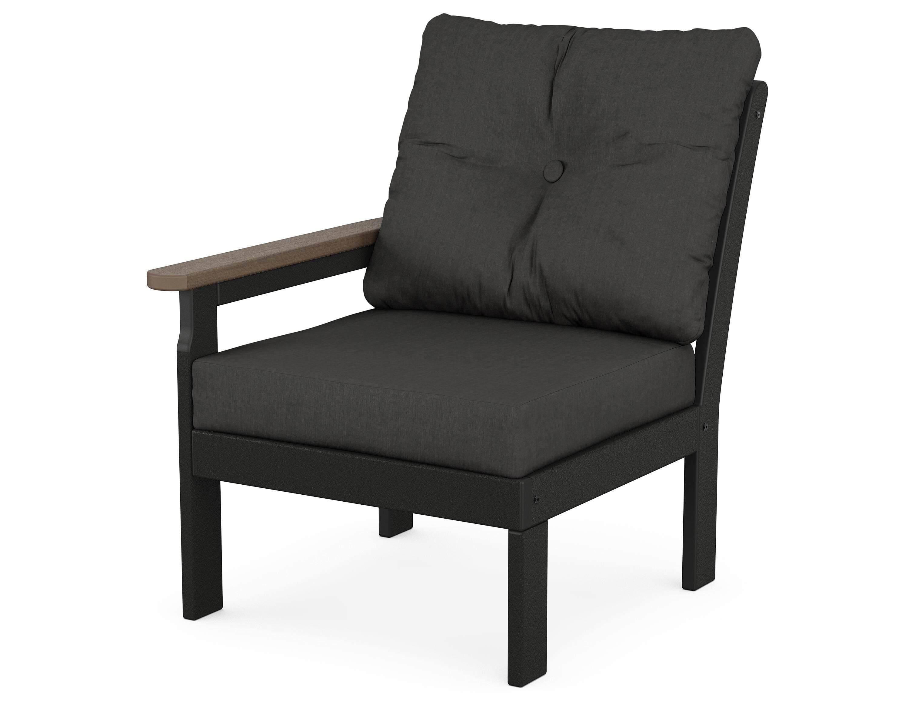 POLYWOOD® Vineyard Modular Left Arm Chair in Black / Kona / Spectrum Carbon