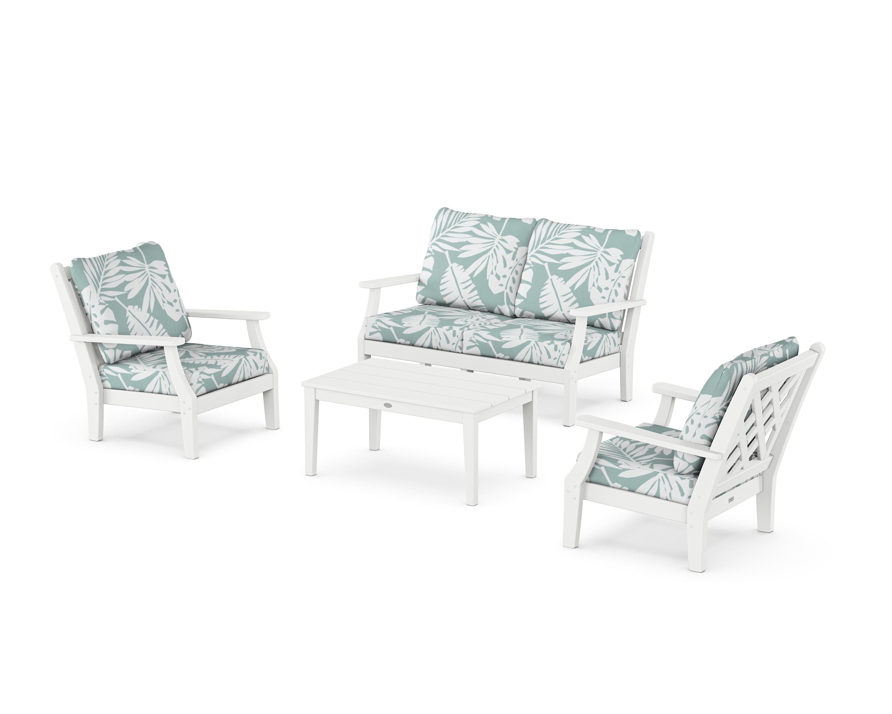 Country Living Wovendale 4-Piece Deep Seating Set with Loveseat in White / Leaf Glacier Spa