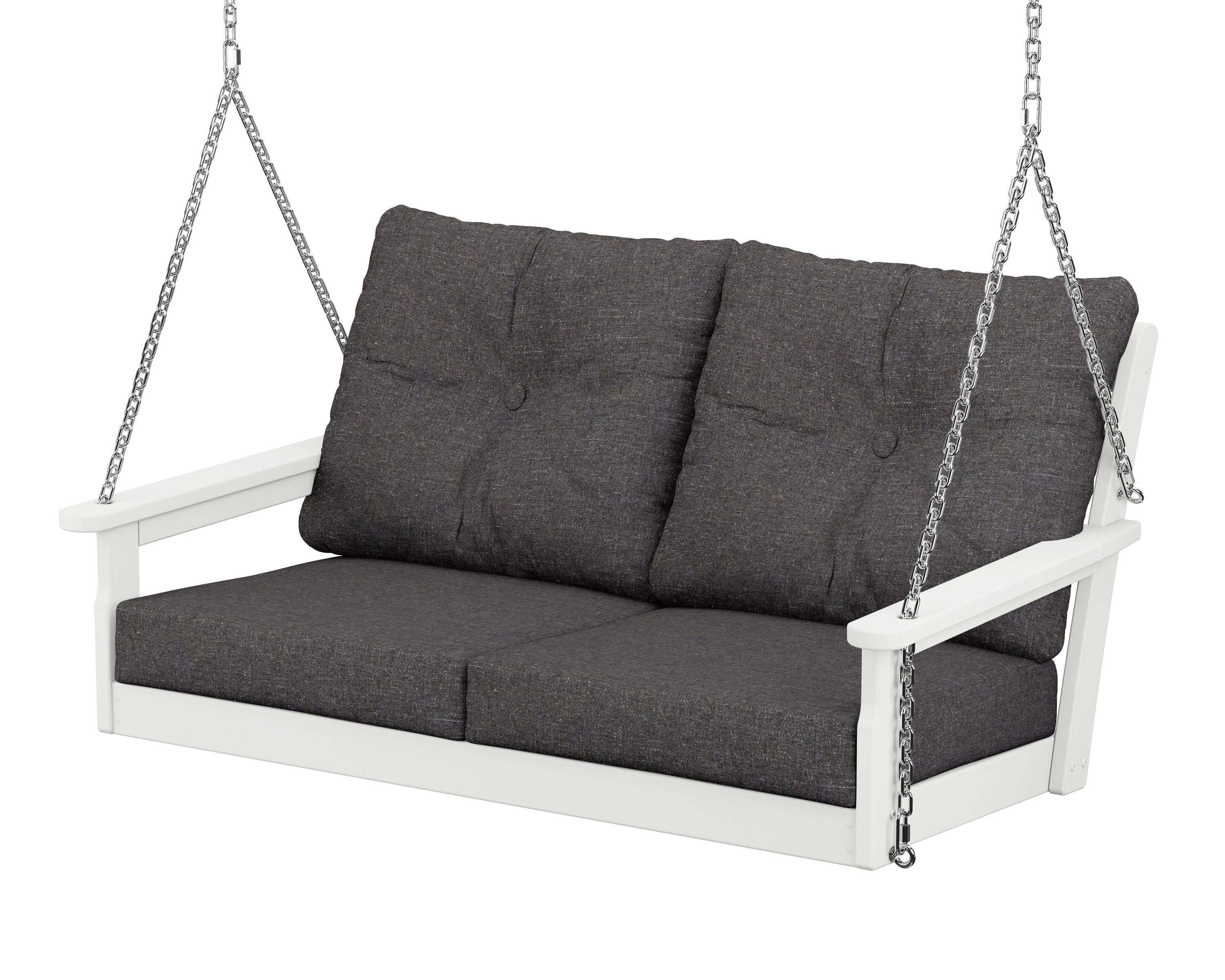 POLYWOOD® Vineyard Deep Seating Swing in White / Ash Charcoal
