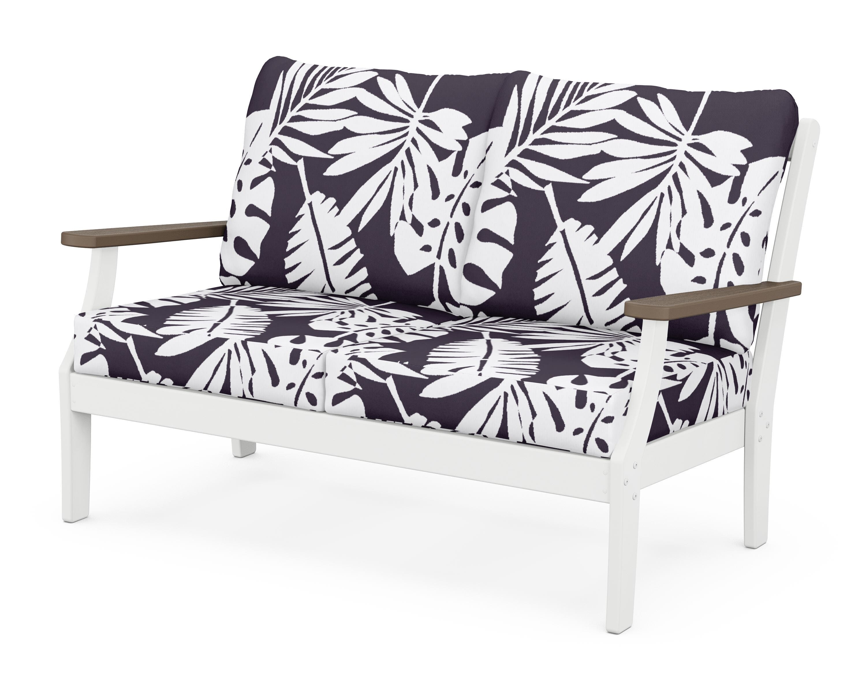 POLYWOOD® Braxton Deep Seating Loveseat in White / Kona / Leaf Navy