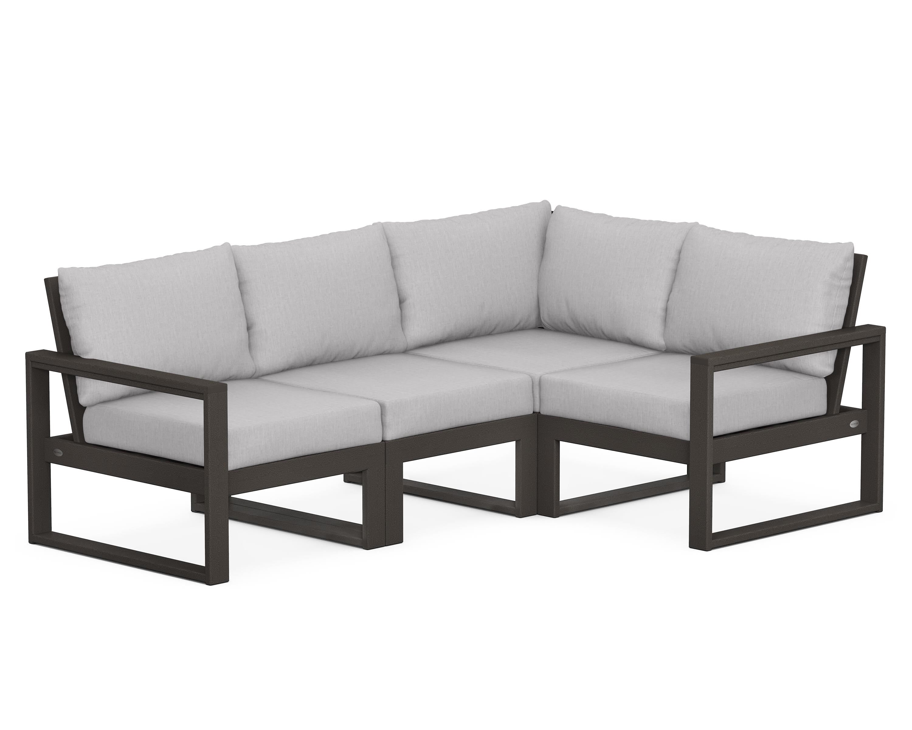 POLYWOOD® EDGE 4-Piece Modular Deep Seating Set in Vintage Coffee / Granite