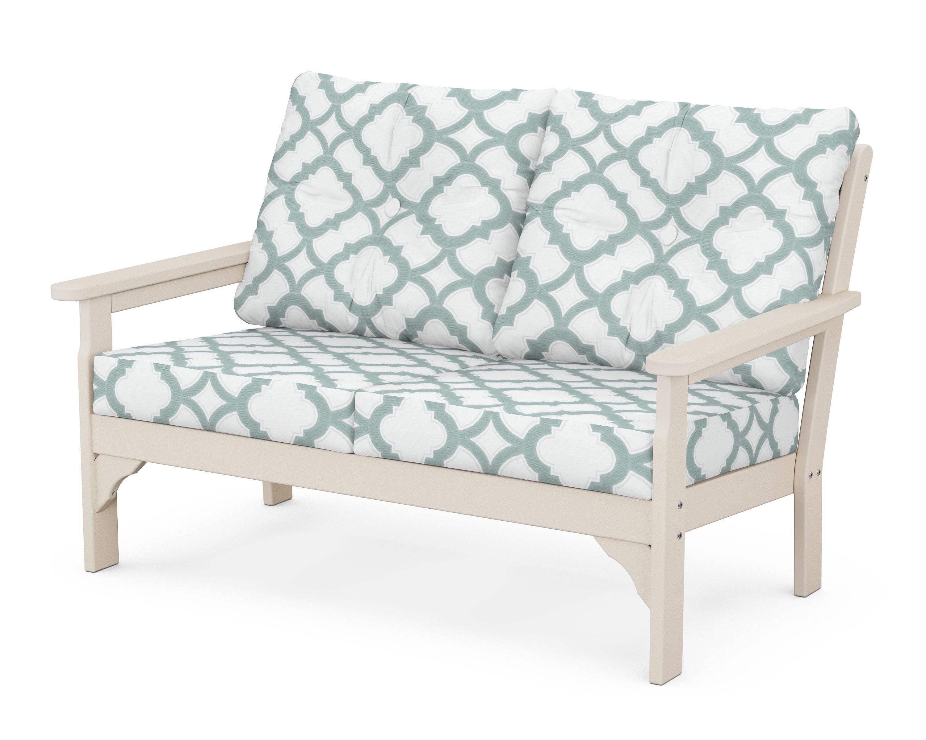 POLYWOOD® Vineyard Deep Seating Loveseat in Sand / Trellis Glacier Spa