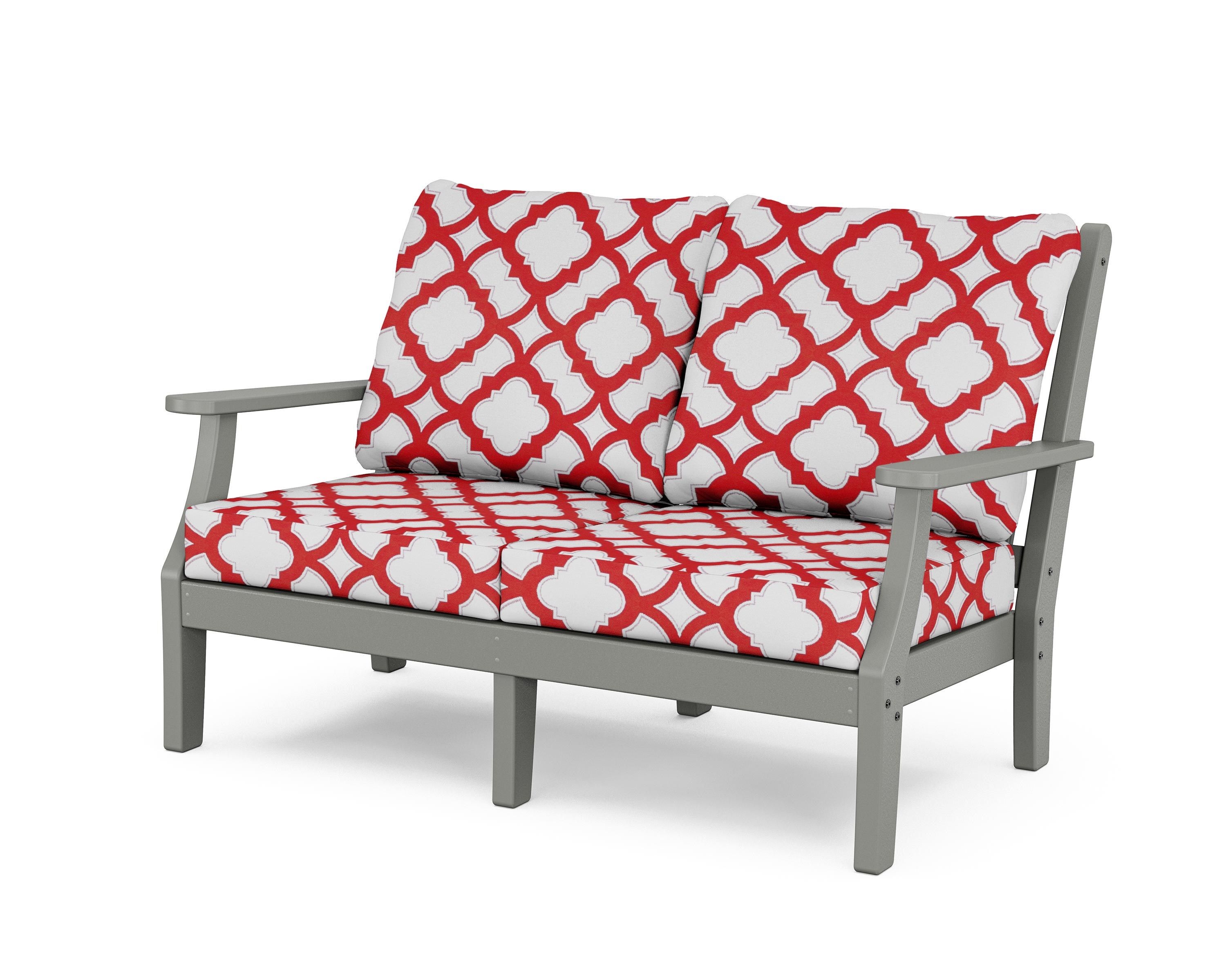Country Living Wovendale Deep Seating Loveseat in Slate Grey / Trellis Crimson