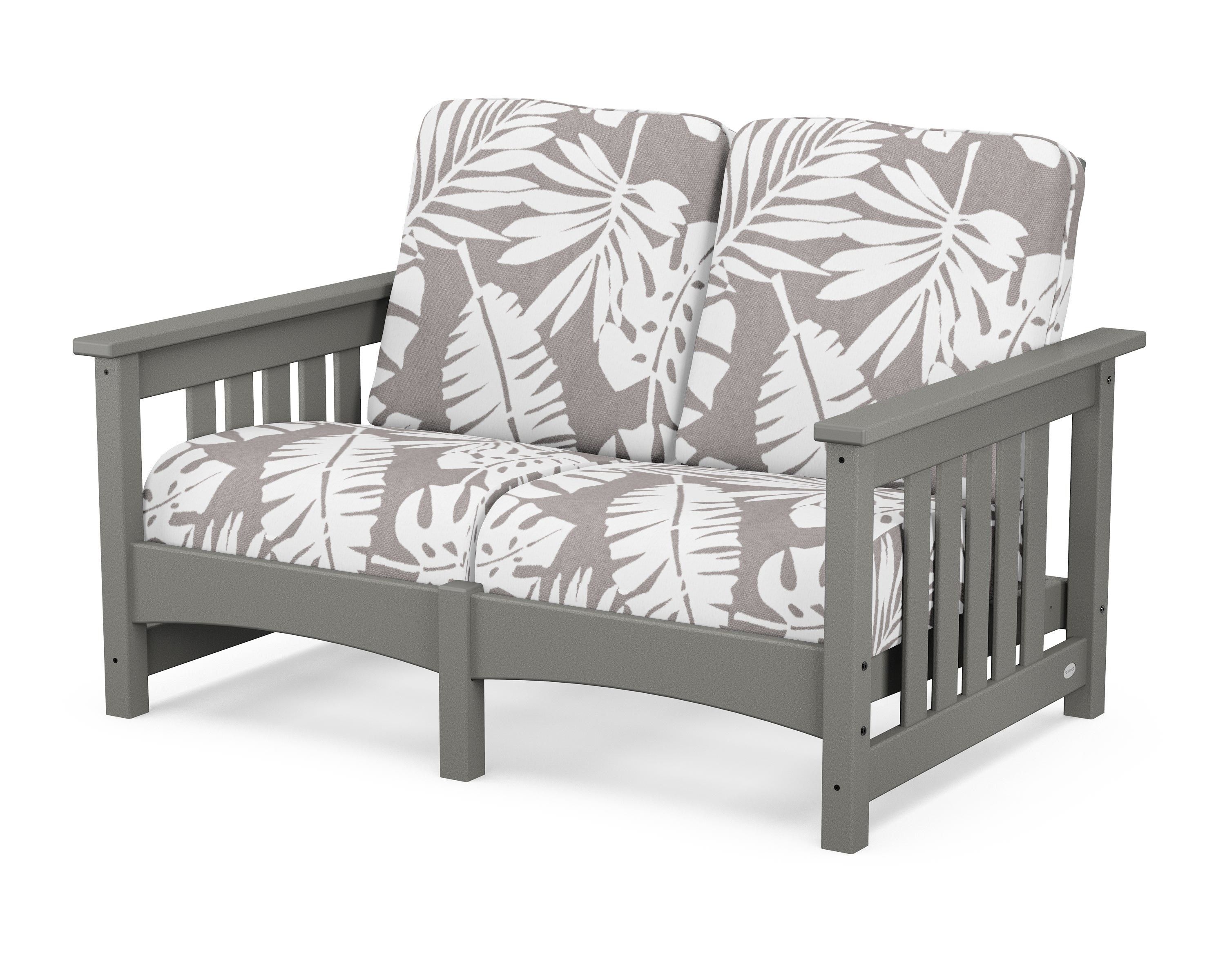 POLYWOOD® Club Mission Loveseat in Slate Grey / Leaf Grey Mist