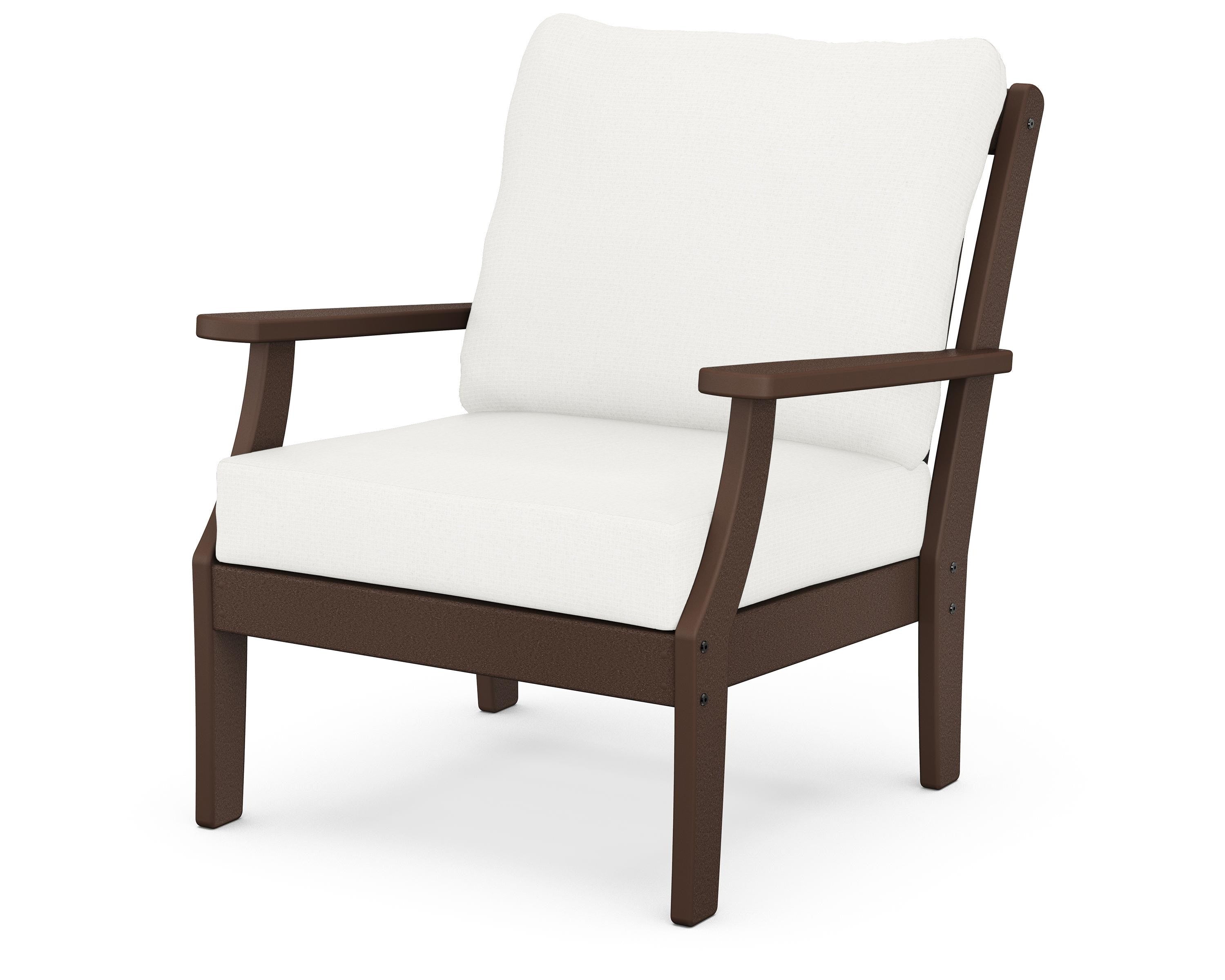 POLYWOOD® Braxton Deep Seating Chair in Mahogany / Natural Linen