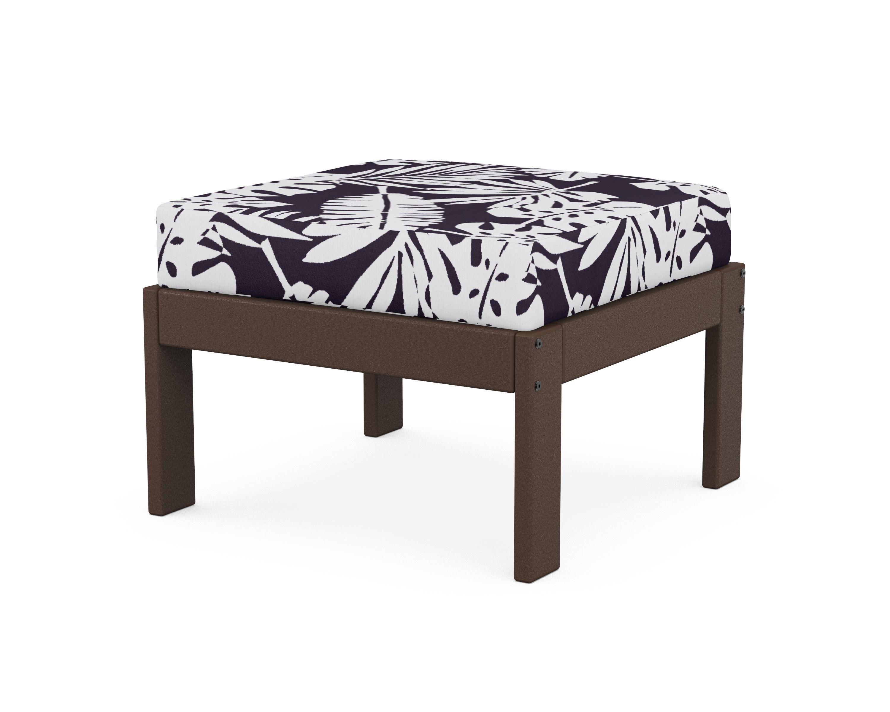 POLYWOOD® Vineyard Modular Ottoman in Mahogany / Leaf Navy