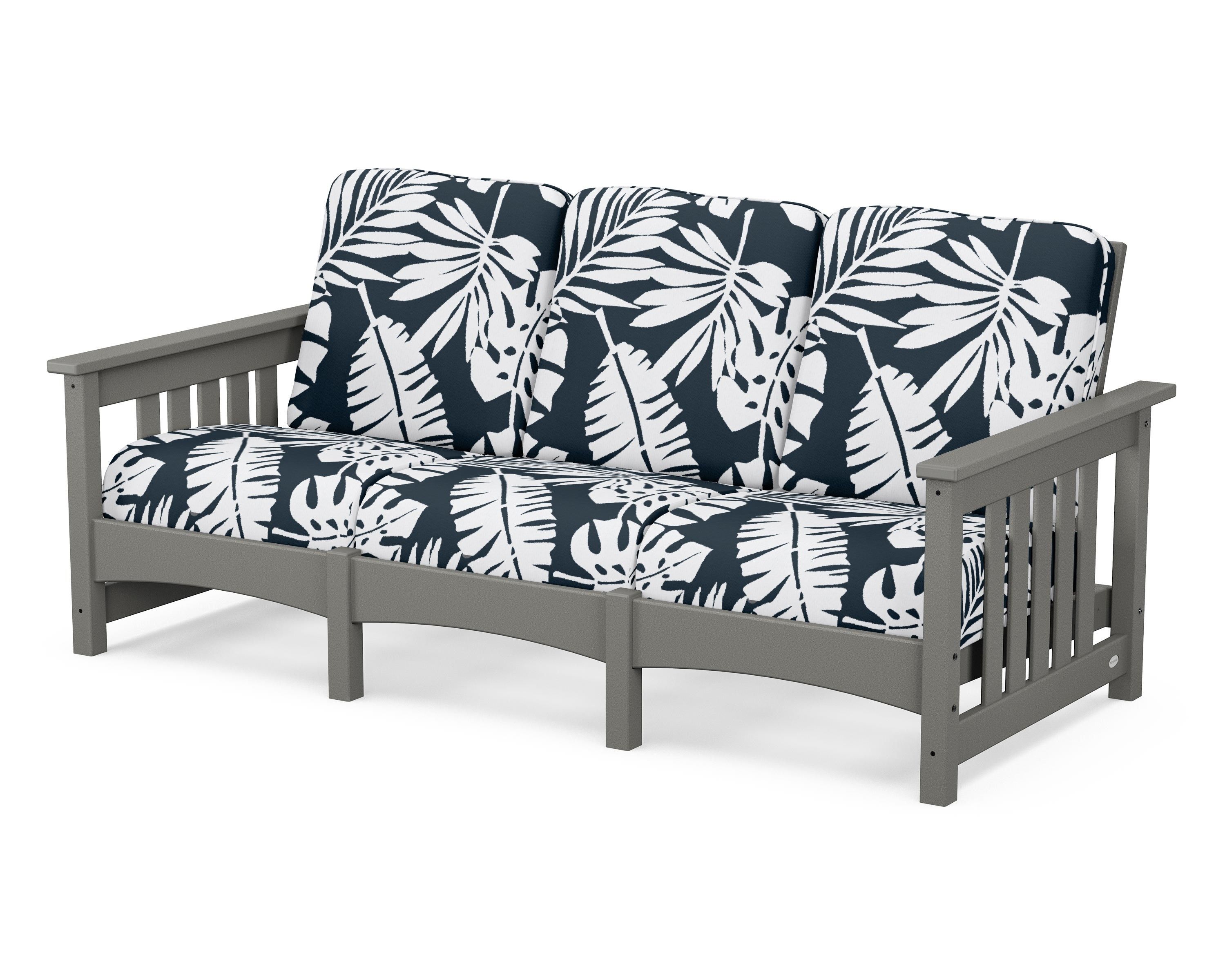POLYWOOD® Club Mission Sofa in Slate Grey / Leaf Marine Indigo