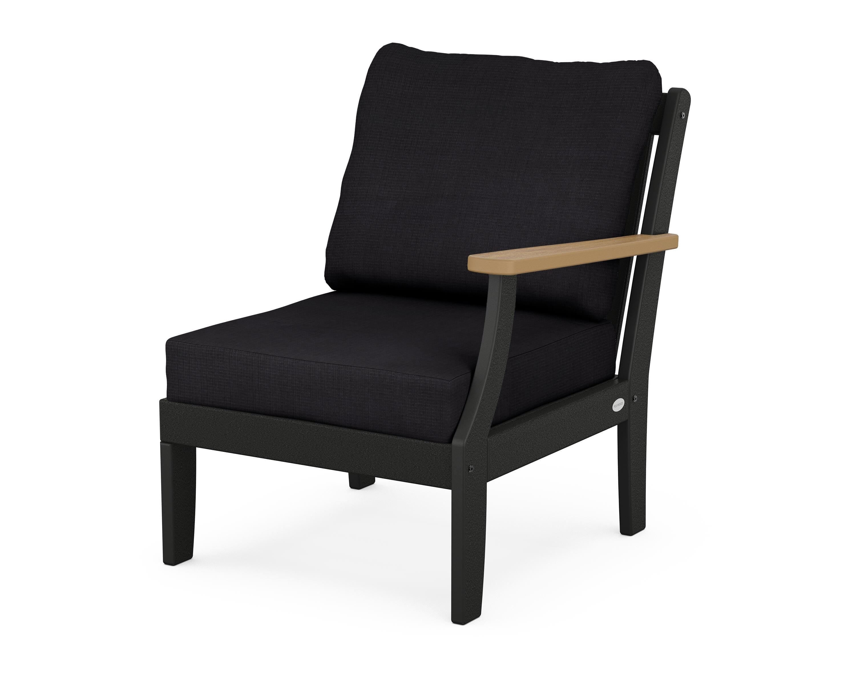 POLYWOOD® Braxton Modular Right Arm Chair in Black / Natural / Midnight Linen