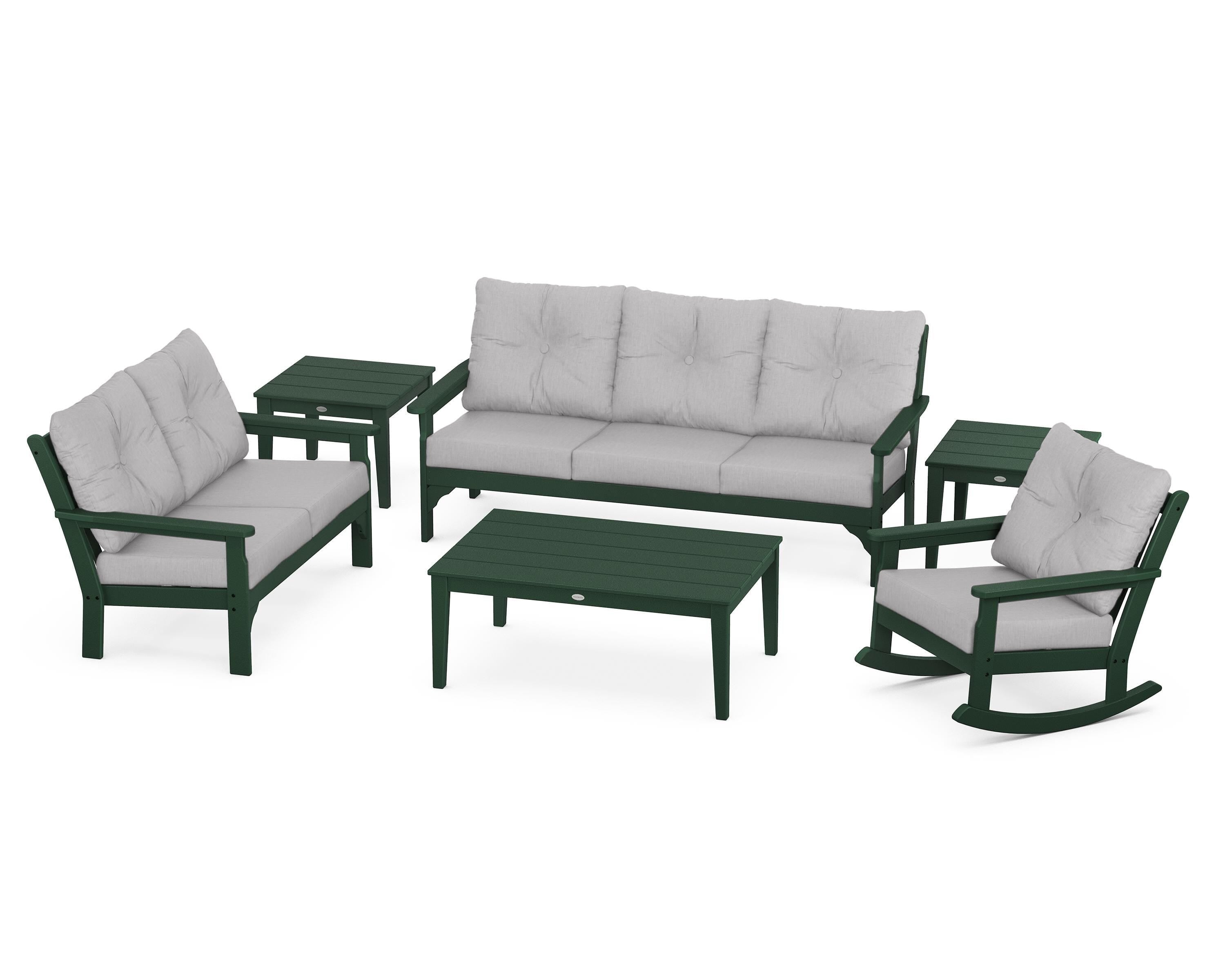 POLYWOOD® Vineyard 6-Piece Deep Seating Set in Green / Granite