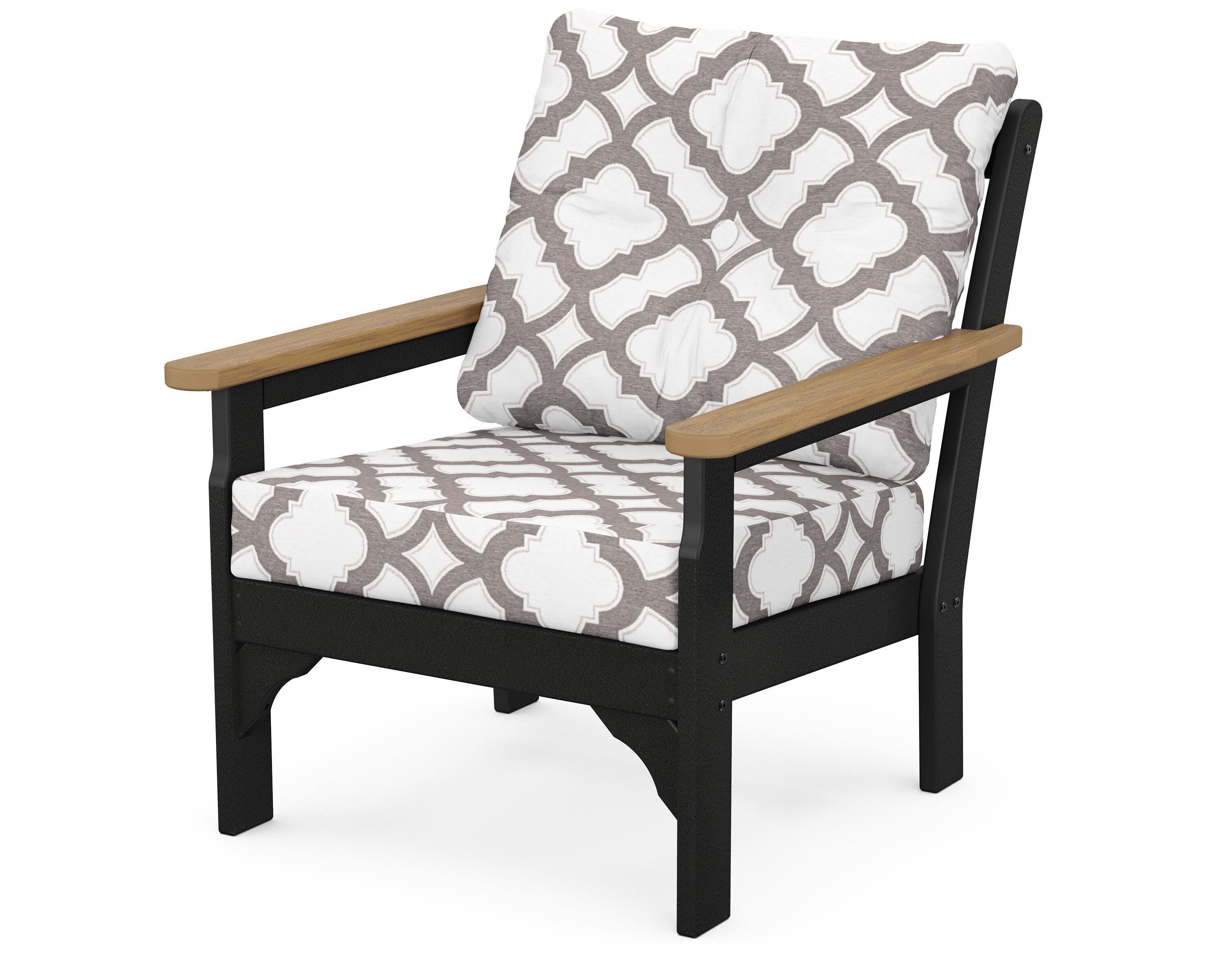 POLYWOOD® Vineyard Deep Seating Chair in Black / Natural / Trellis Grey Mist