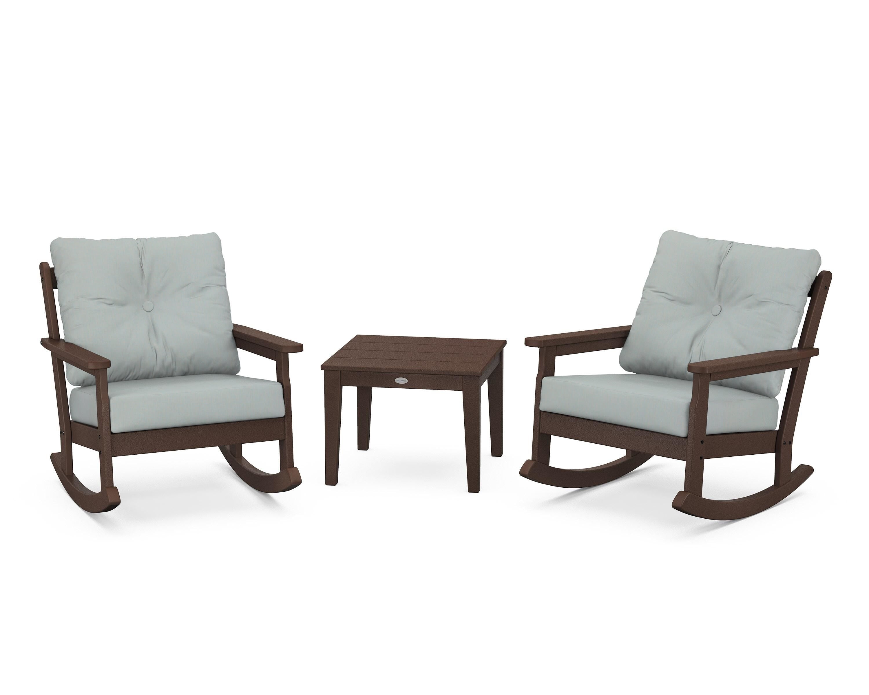 POLYWOOD® Vineyard 3-Piece Deep Seating Rocker Set in Mahogany / Spa