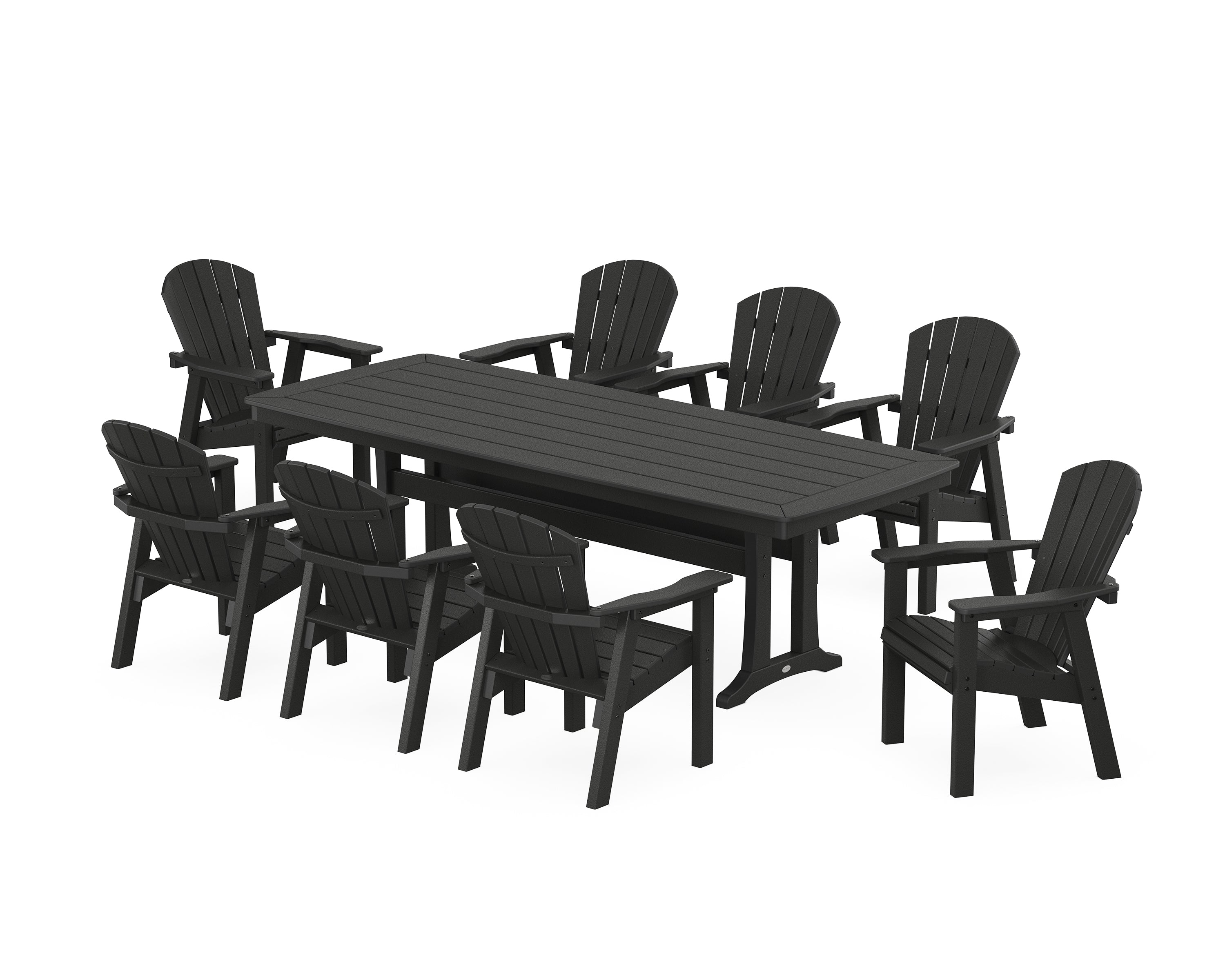 POLYWOOD® Seashell 9-Piece Dining Set with Trestle Legs in Black