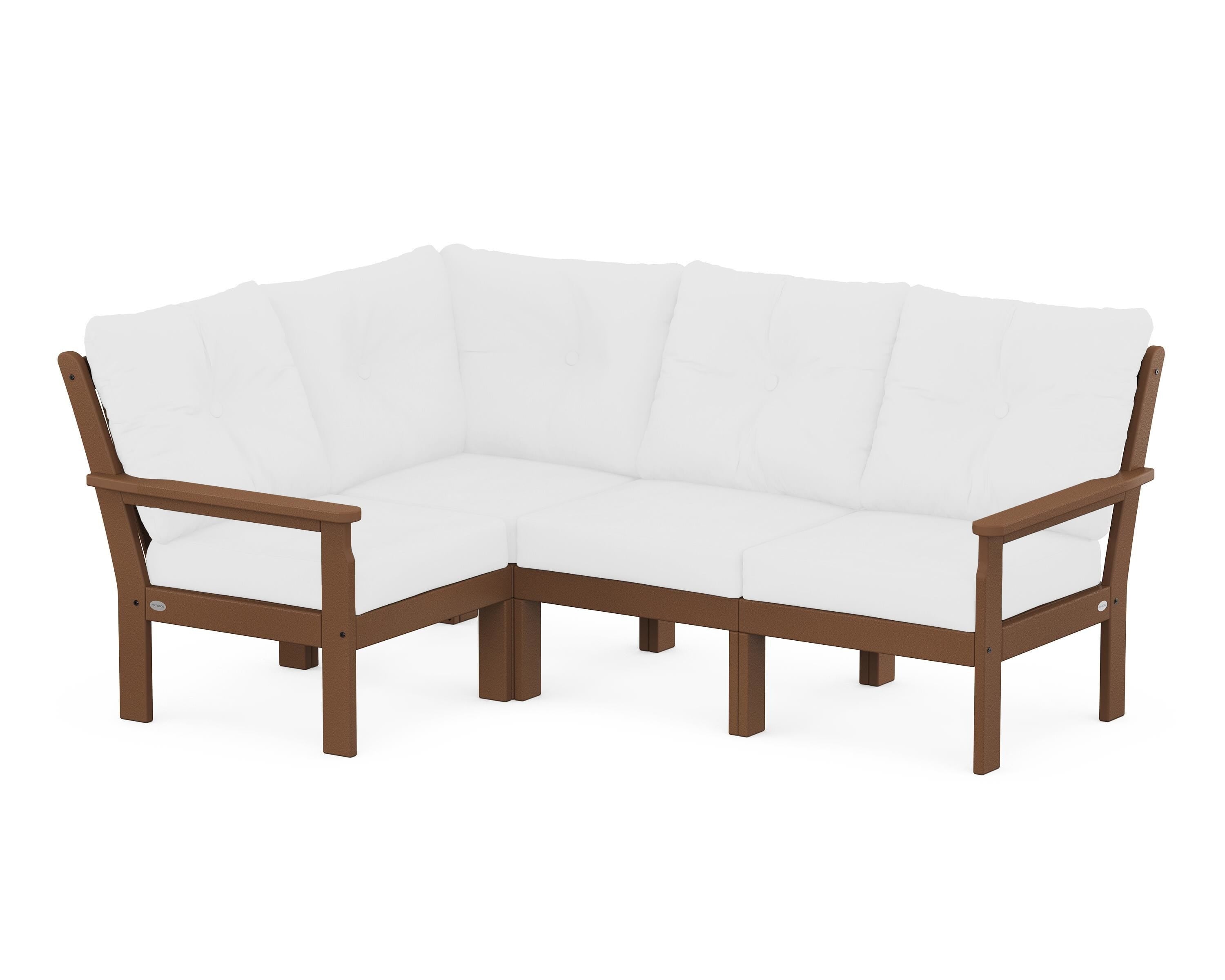 POLYWOOD® Vineyard 4-Piece Sectional in Teak / Natural