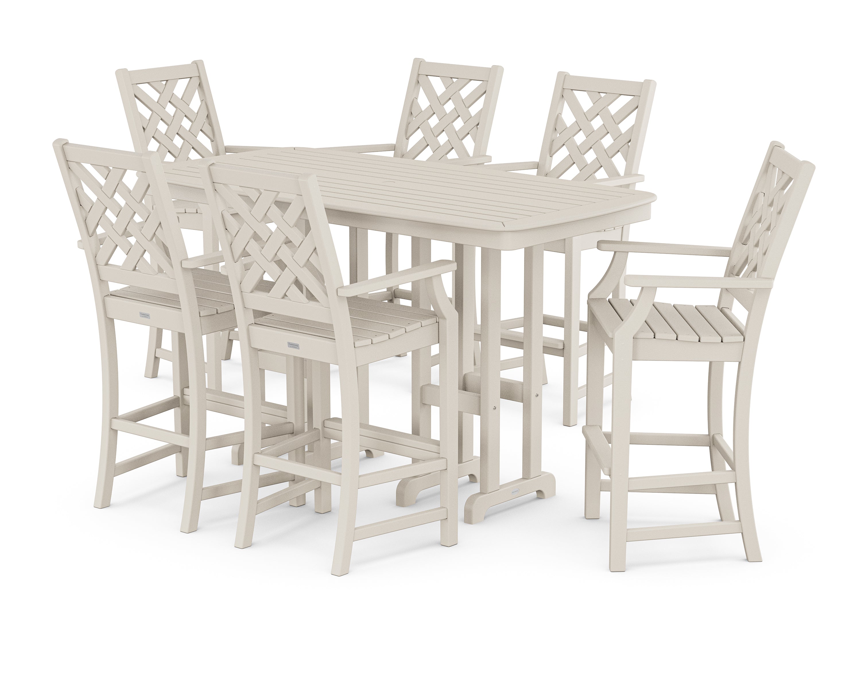 Country Living Wovendale Arm Chair 7-Piece Bar Set in Sand