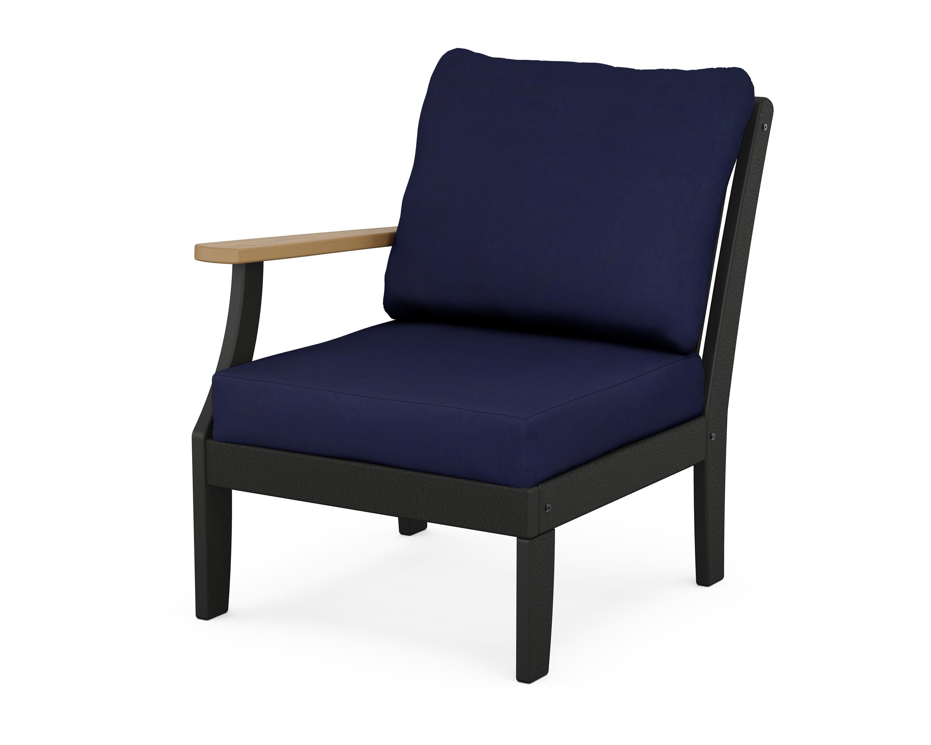 POLYWOOD® Braxton Modular Left Arm Chair in Black / Natural / Navy