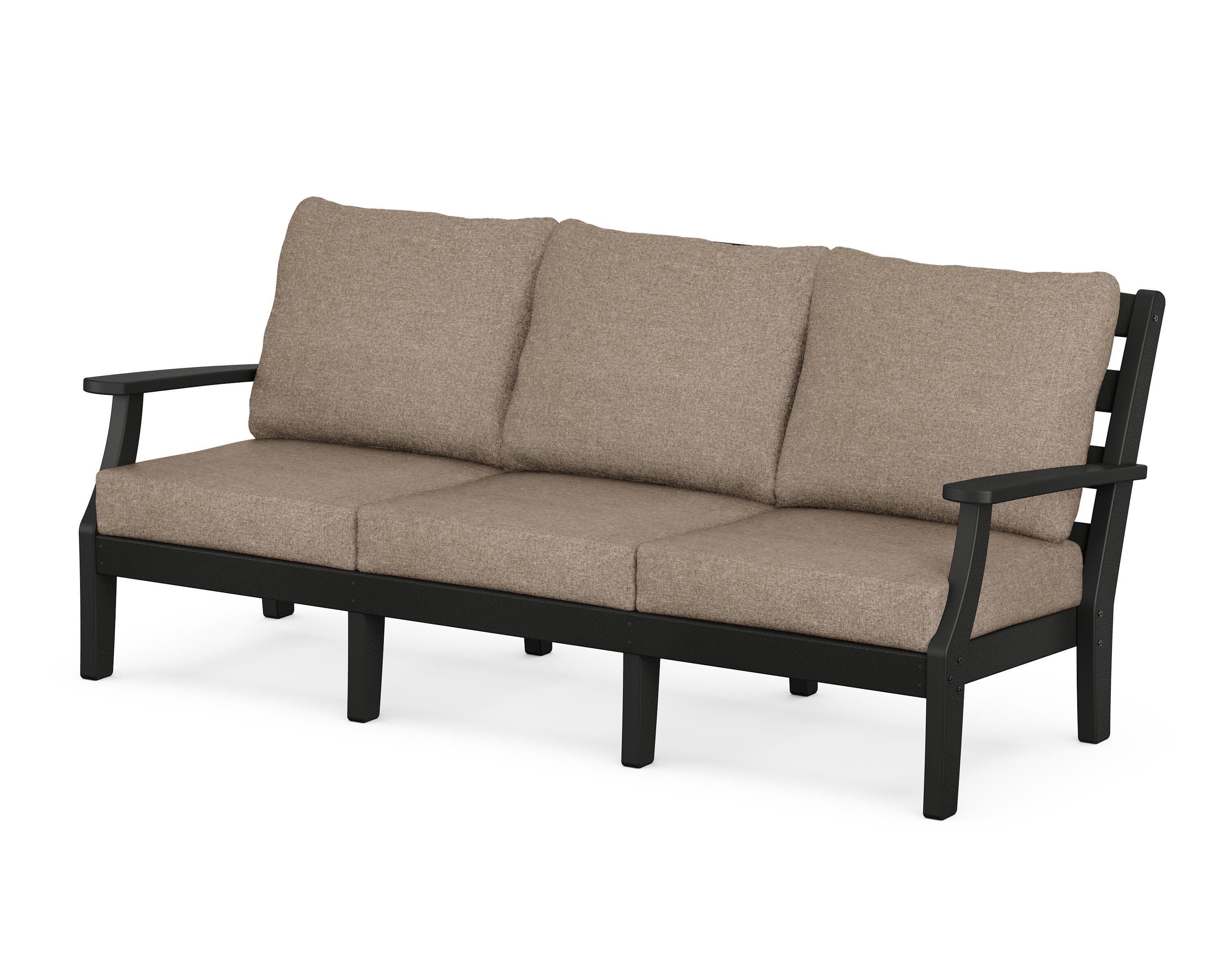POLYWOOD® Chesapeake Deep Seating Sofa in Black / Spiced Burlap