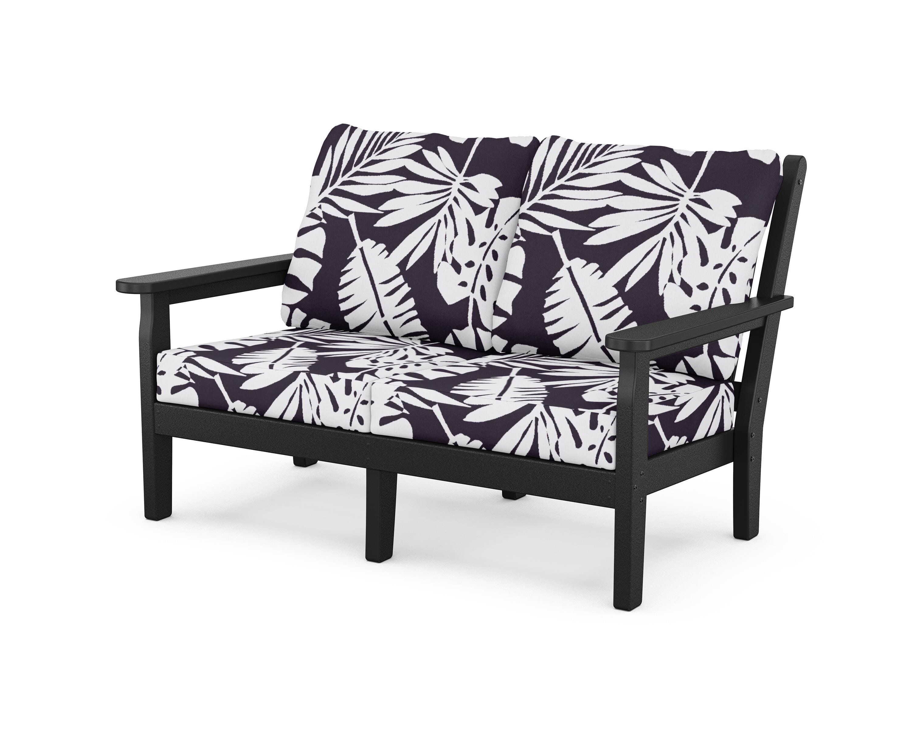 POLYWOOD® Chippendale Deep Seating Loveseat in Black / Leaf Navy