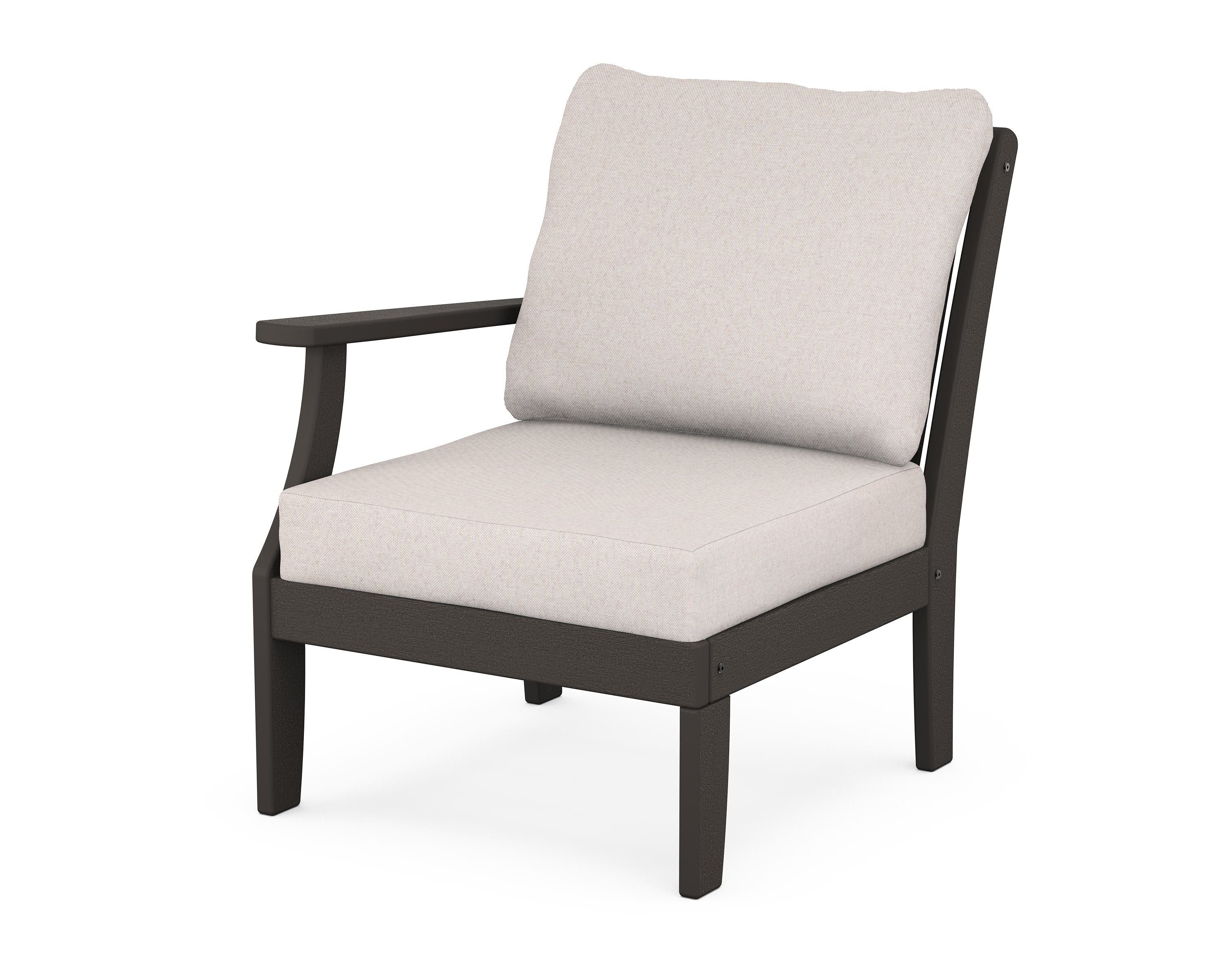 POLYWOOD® Braxton Modular Left Arm Chair in Vintage Coffee / Dune Burlap