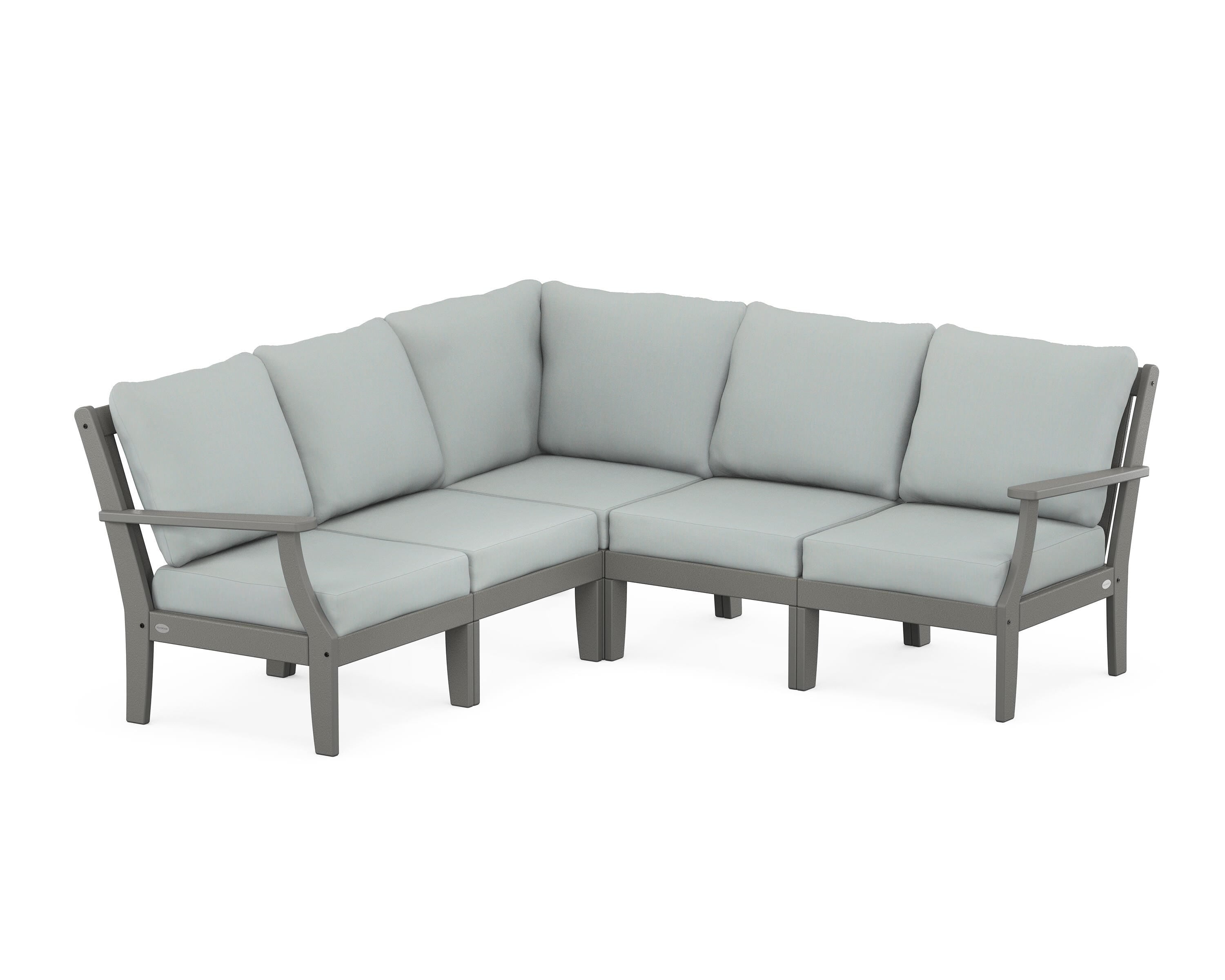 POLYWOOD® Braxton Modular 5-Piece Deep Seating Set in Slate Grey / Spa
