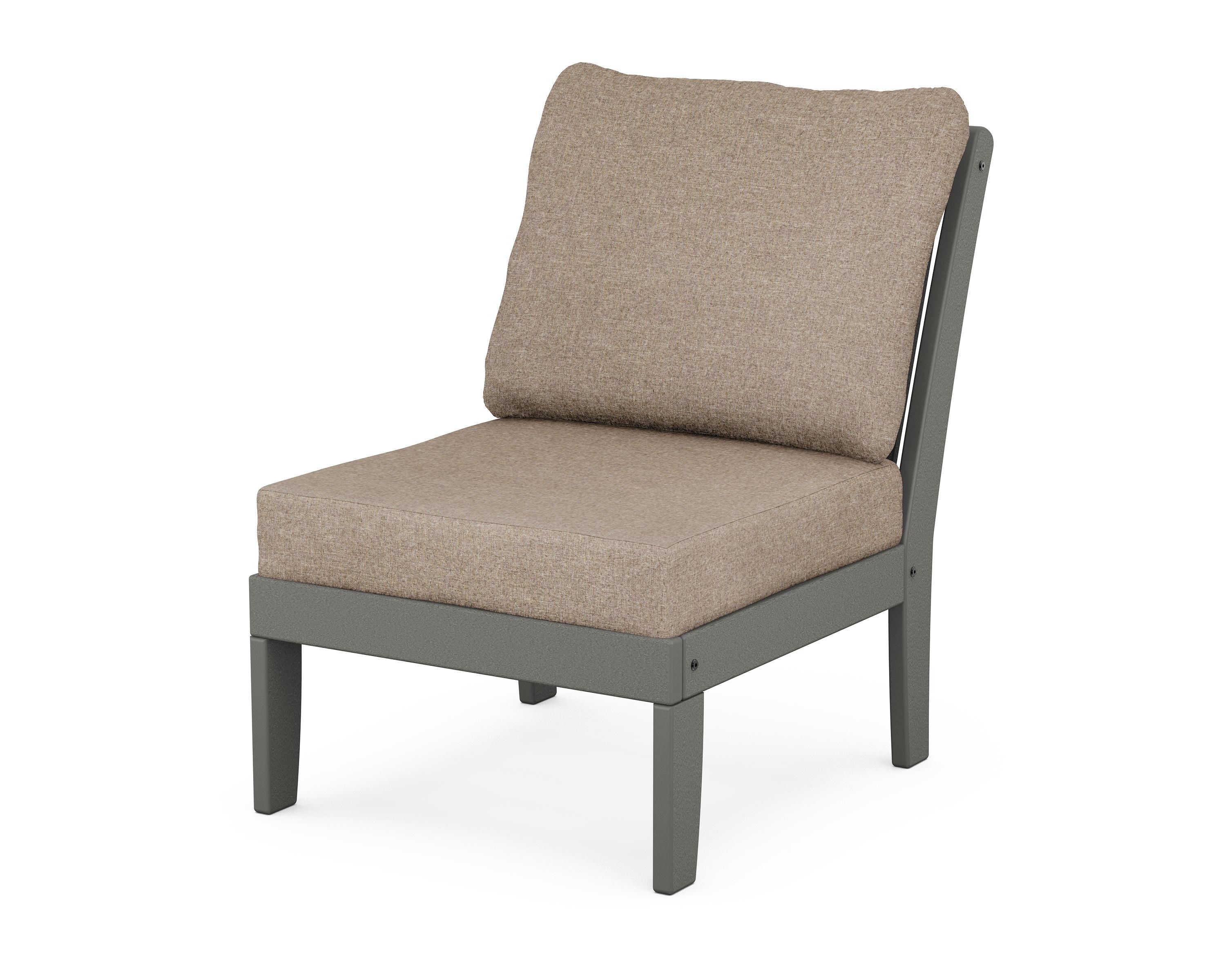 POLYWOOD® Braxton Modular Armless Chair in Slate Grey / Spiced Burlap