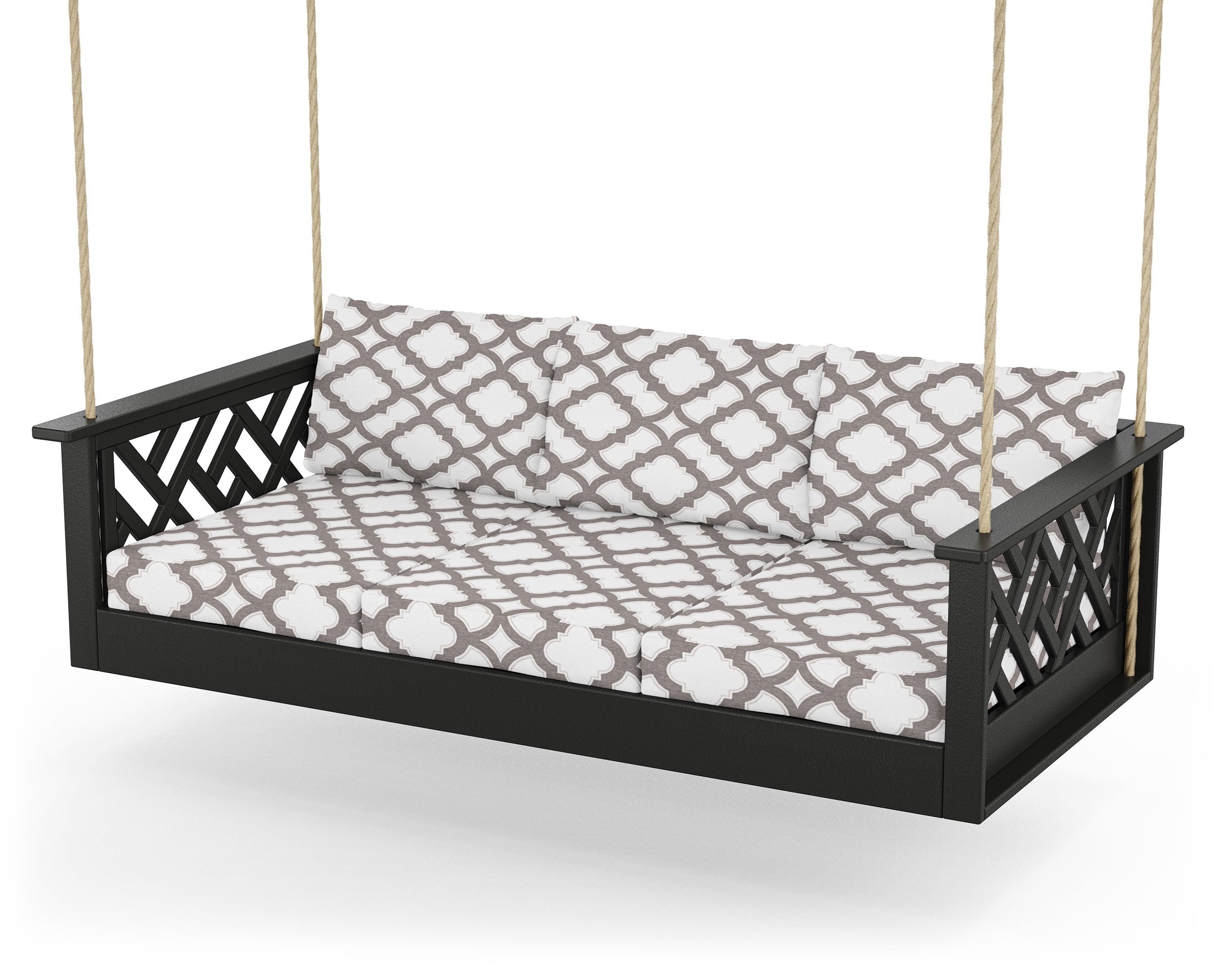 POLYWOOD® Chippendale Daybed Swing in Black / Trellis Grey Mist