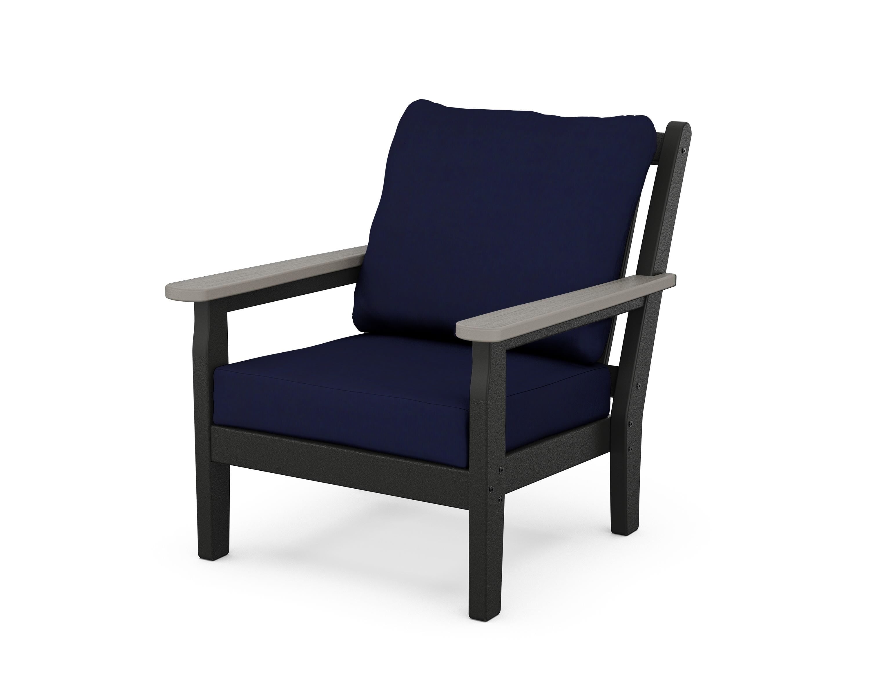 POLYWOOD® Chippendale Deep Seating Chair in Black / Driftwood / Navy