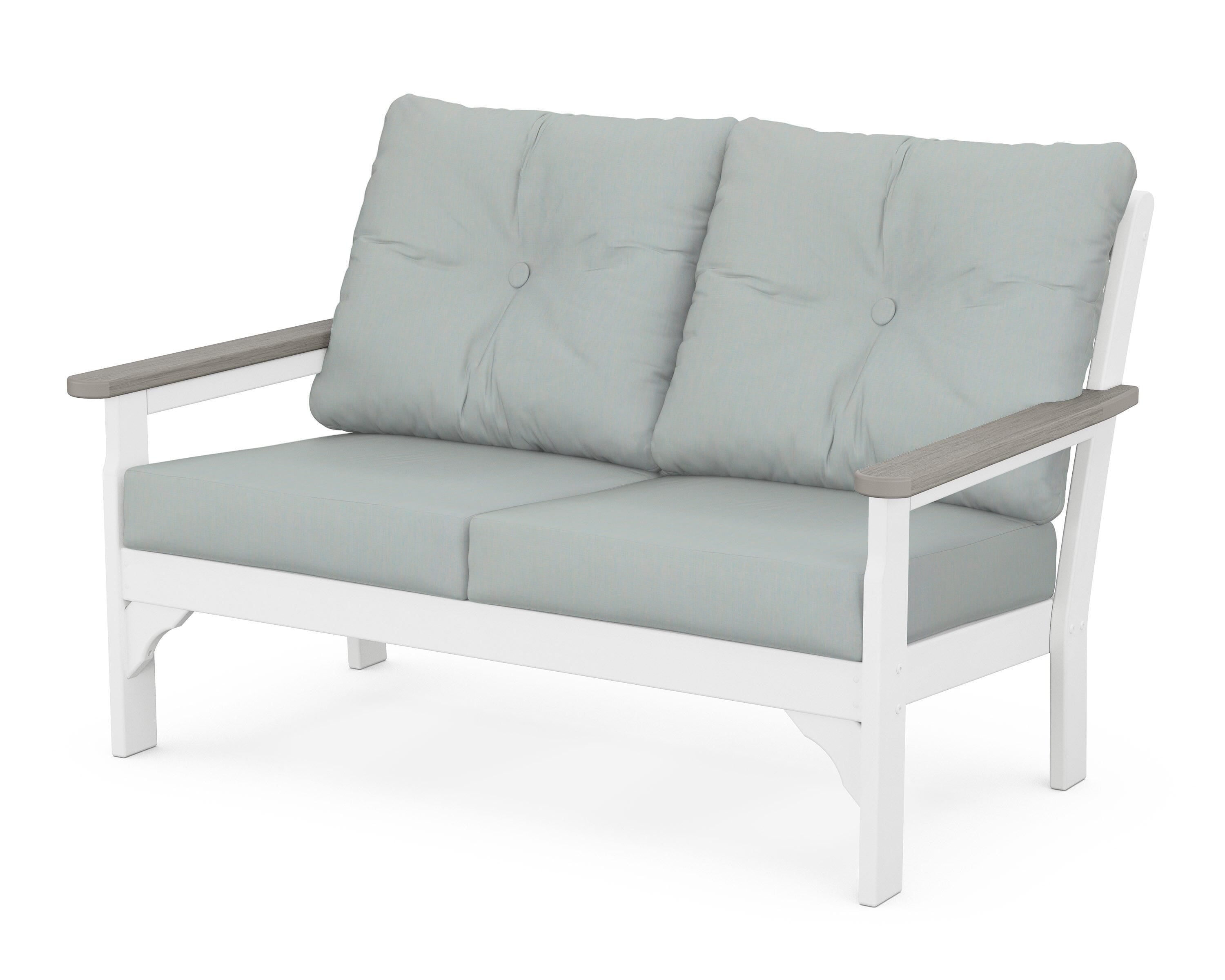 POLYWOOD® Vineyard Deep Seating Loveseat in White / Driftwood / Spa