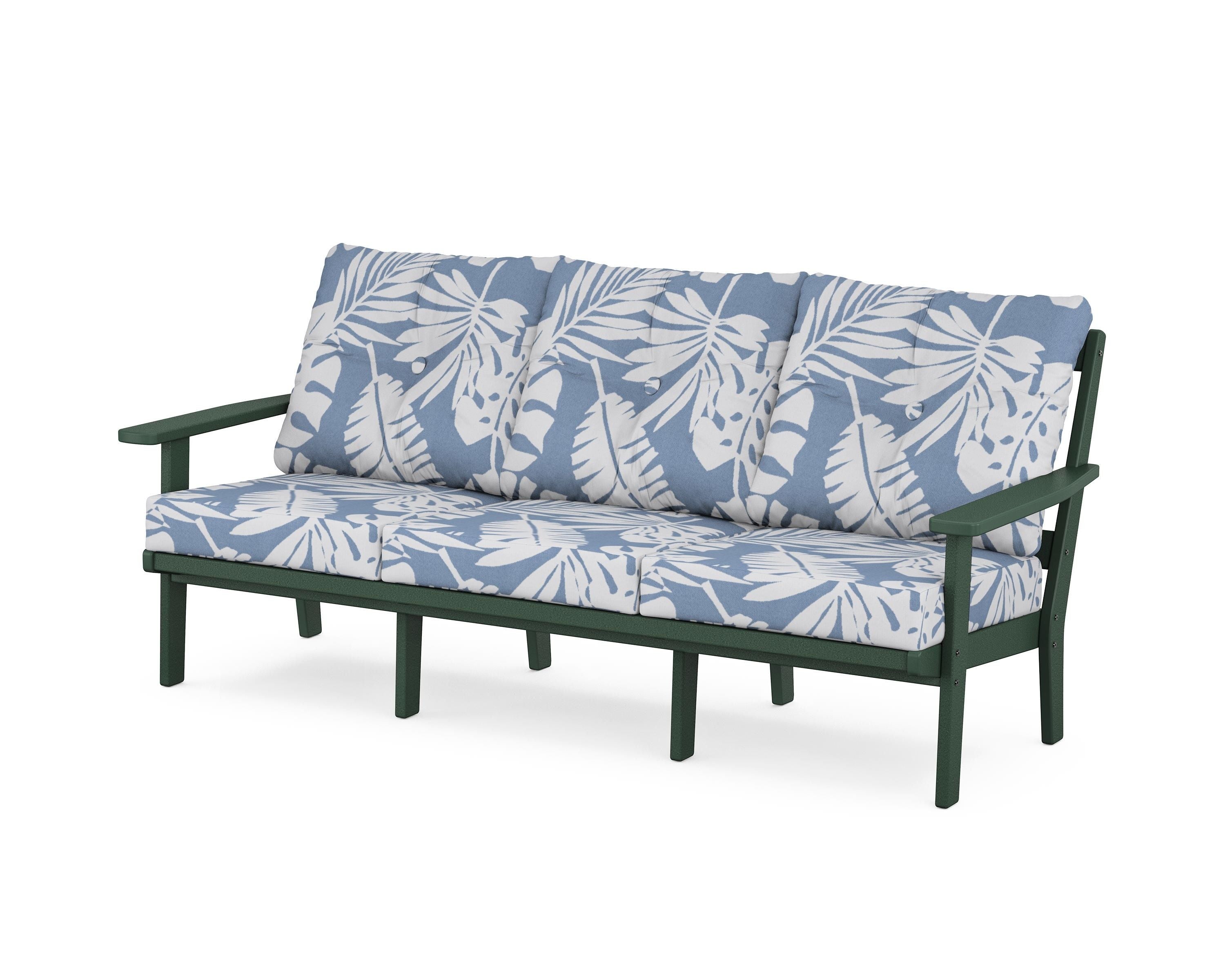 POLYWOOD® Prairie Deep Seating Sofa in Green / Leaf Sky Blue