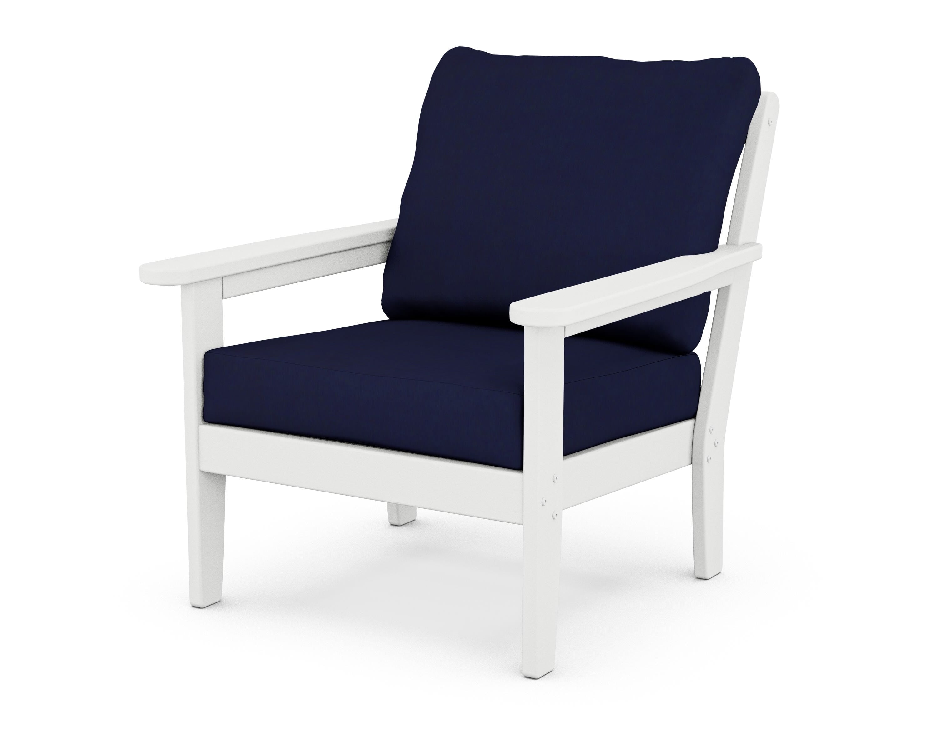 Country Living Cottage Deep Seating Chair in White / Navy
