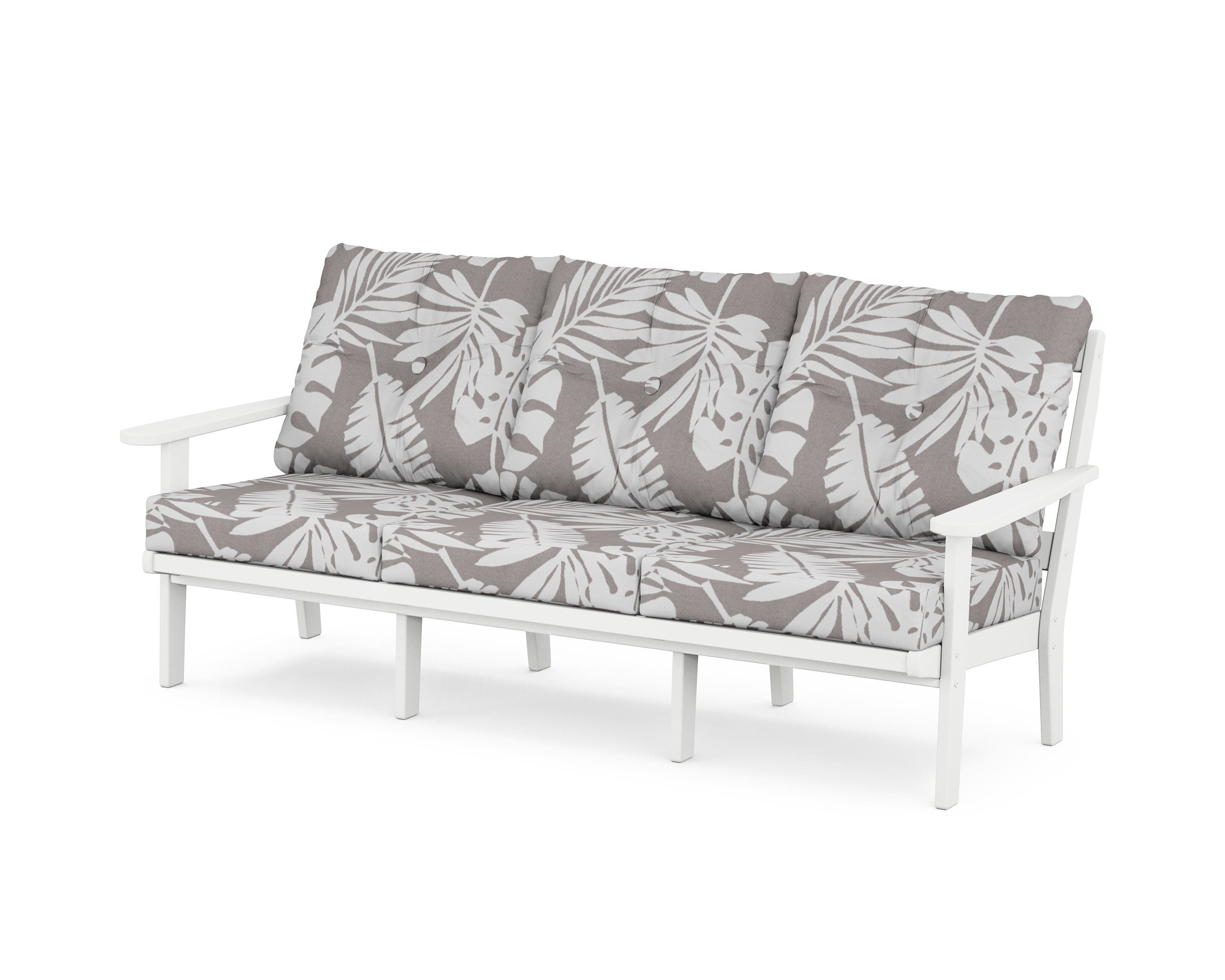 POLYWOOD® Mission Deep Seating Sofa in White / Leaf Grey Mist