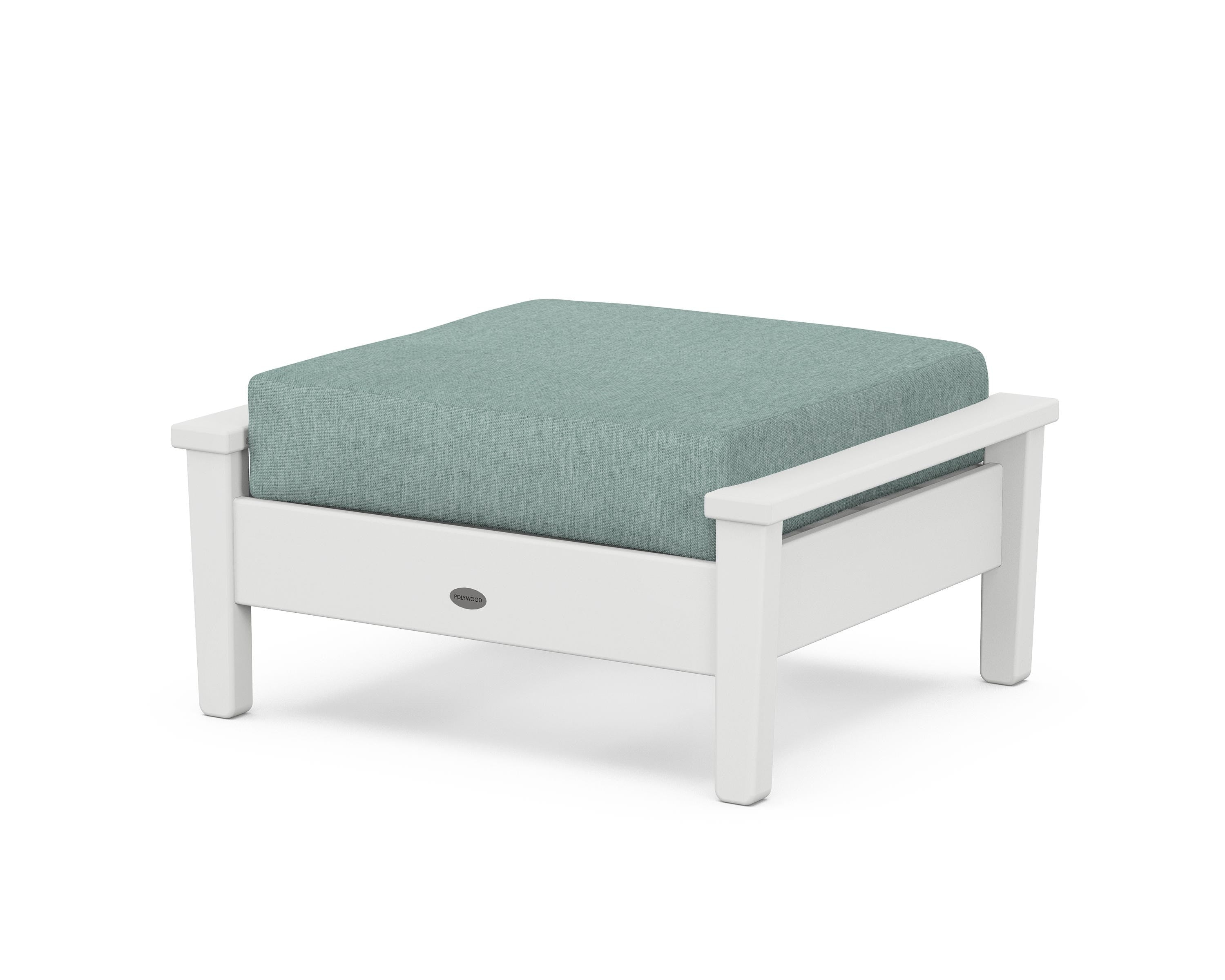 POLYWOOD® Prescott Deep Seating Ottoman in White / Glacier Spa
