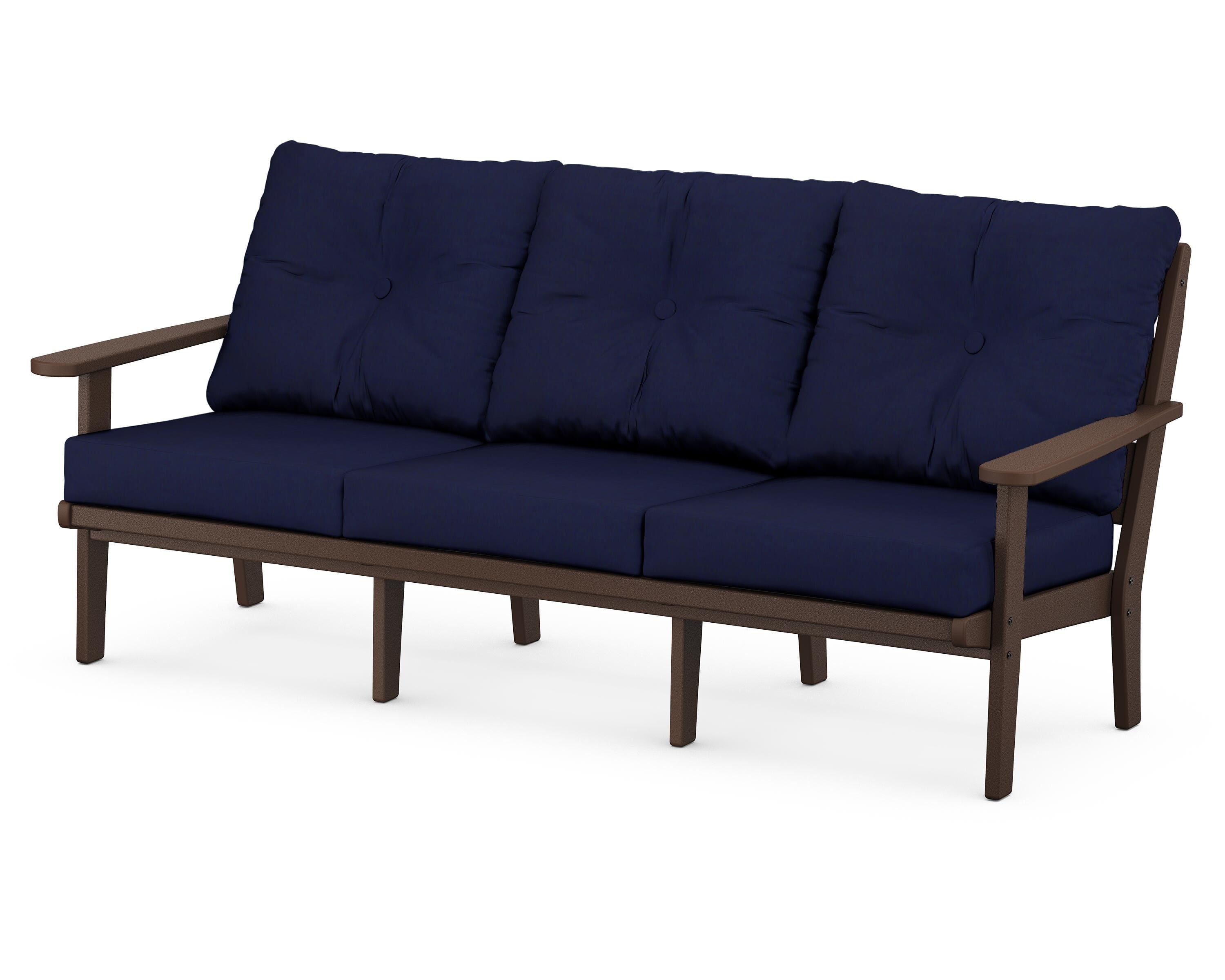 POLYWOOD® Lakeside Deep Seating Sofa in Mahogany / Navy