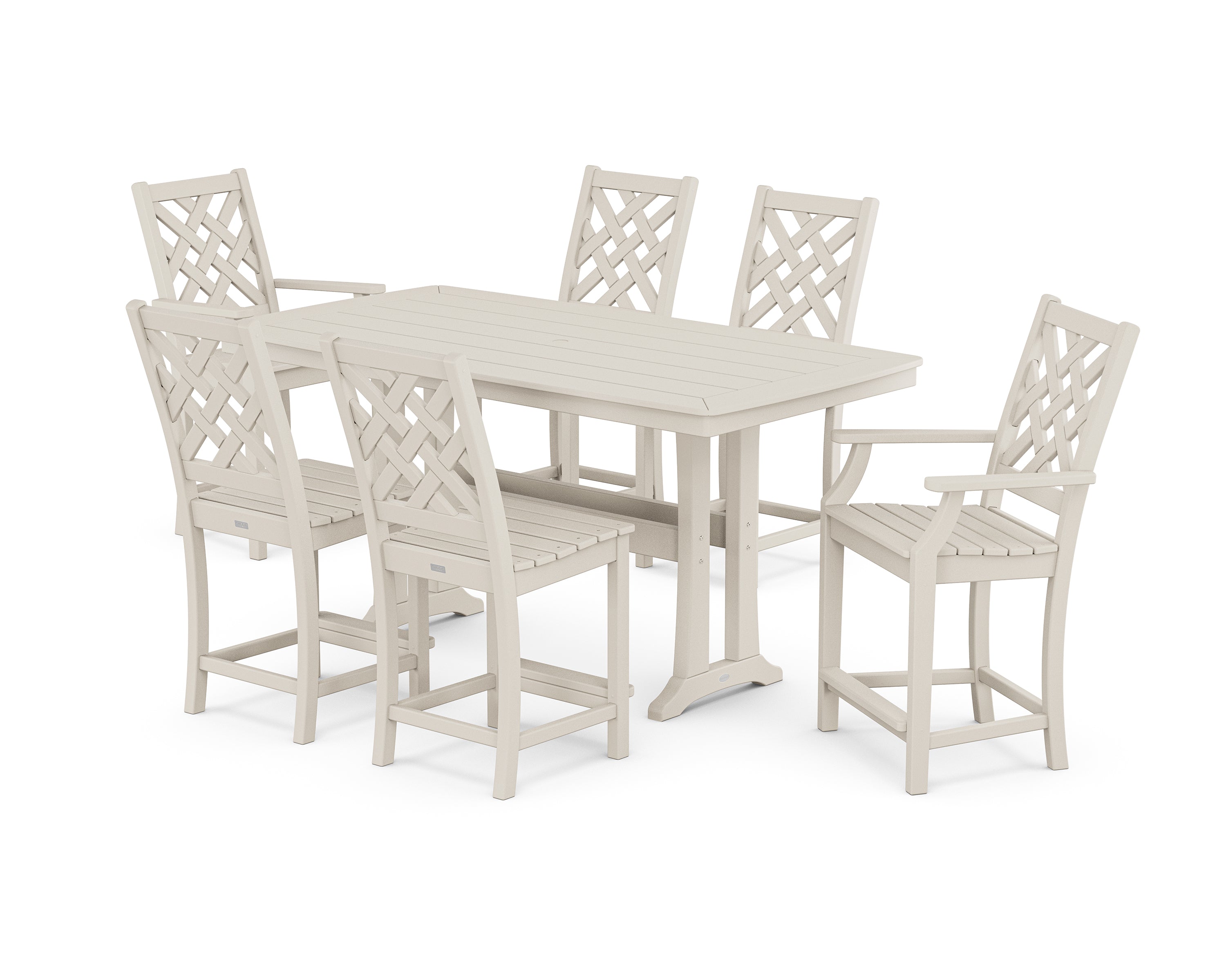 Country Living Wovendale 7-Piece Counter Set with Trestle Legs in Sand