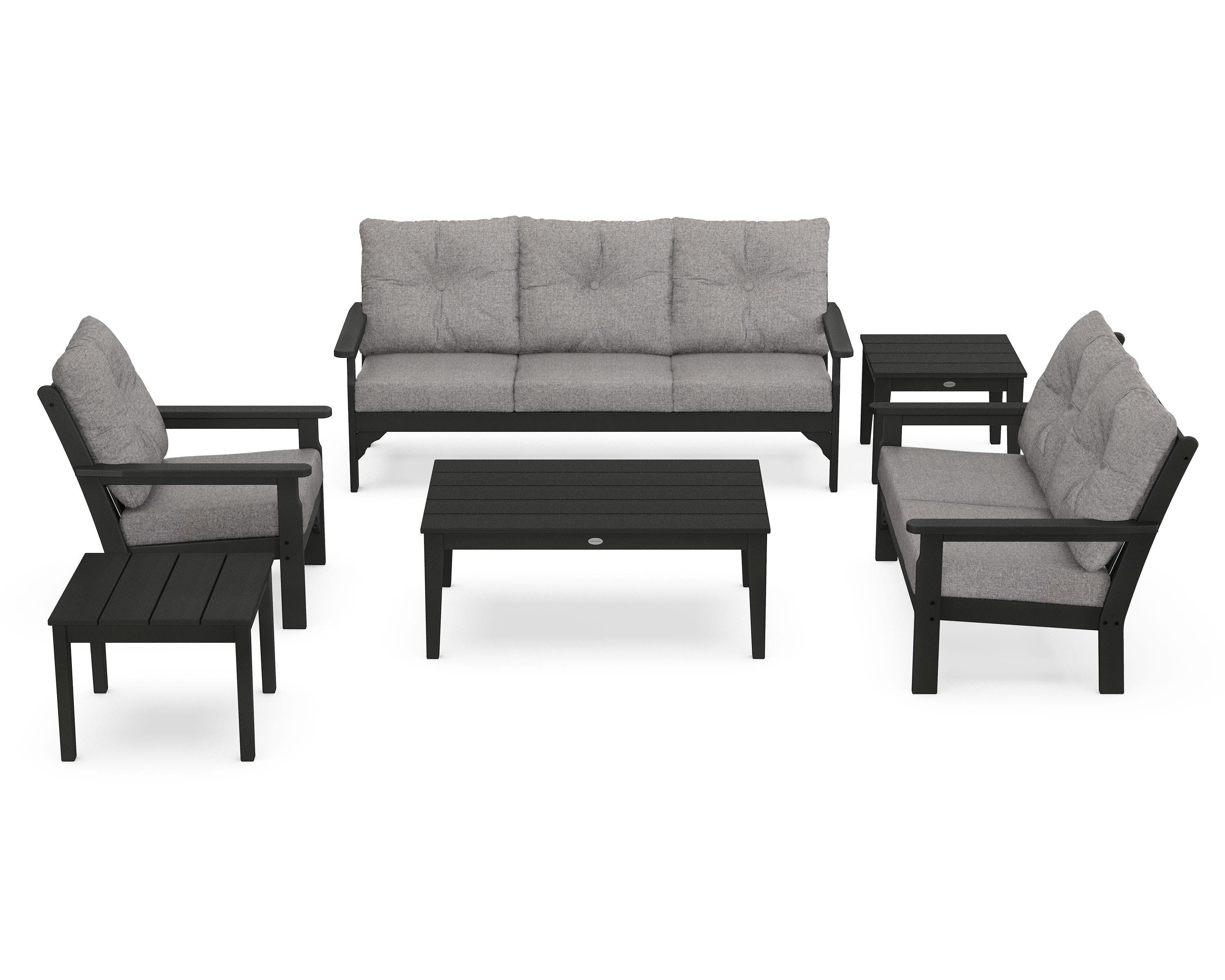 POLYWOOD® Vineyard 6-Piece Deep Seating Set in Green / Grey Mist