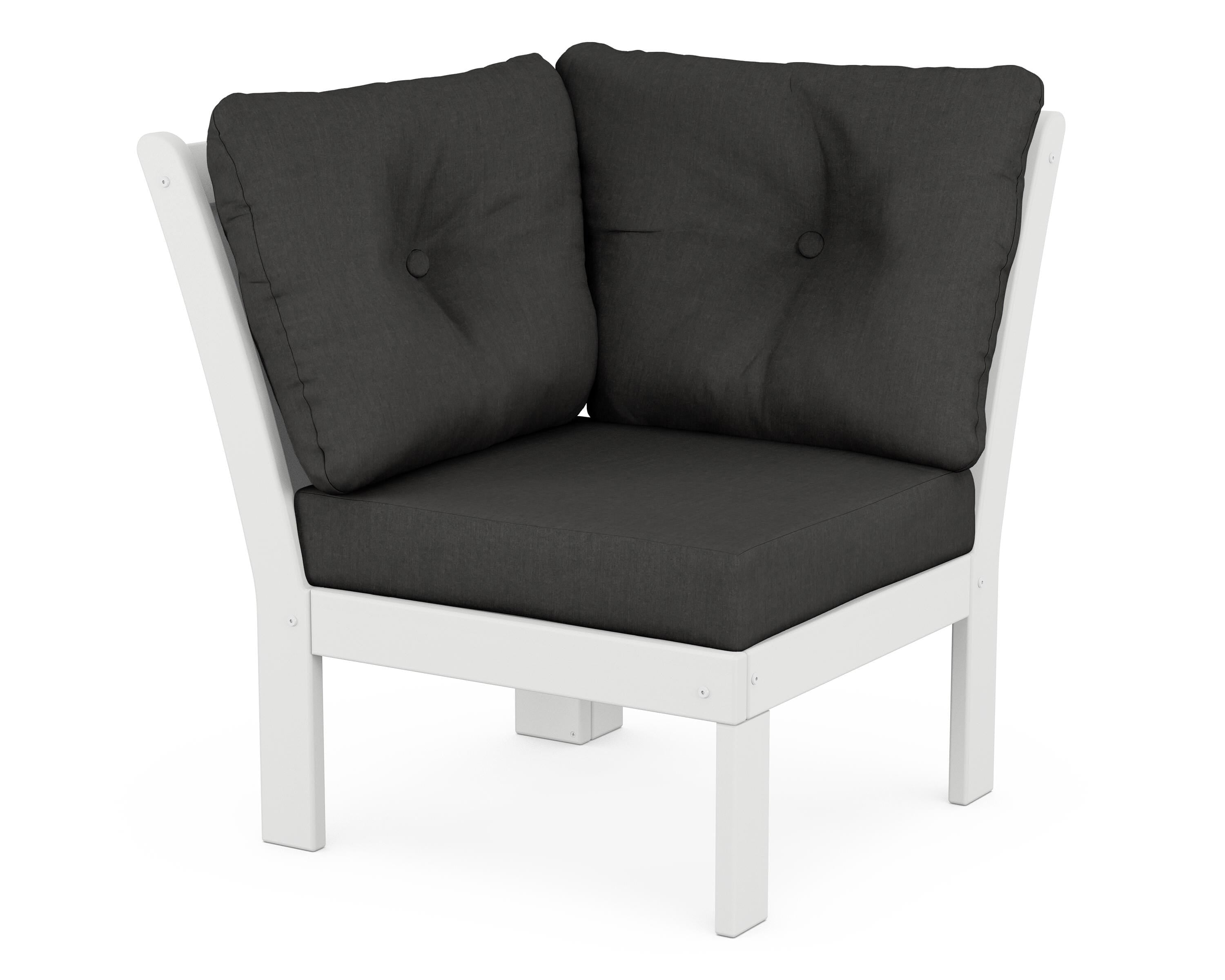 POLYWOOD® Vineyard Modular Corner Chair in White / Spectrum Carbon