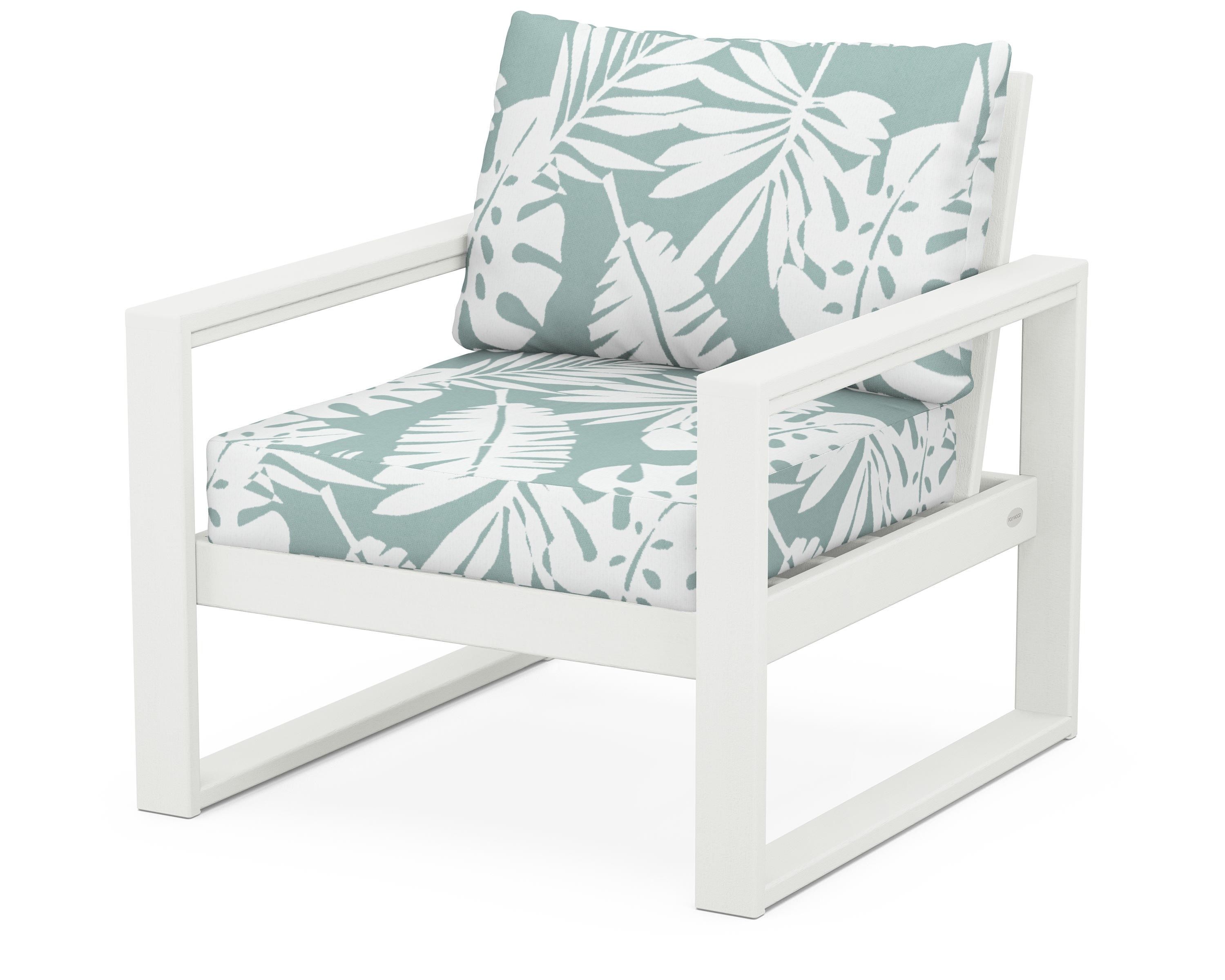 POLYWOOD® EDGE Club Chair in Vintage White / Leaf Glacier Spa