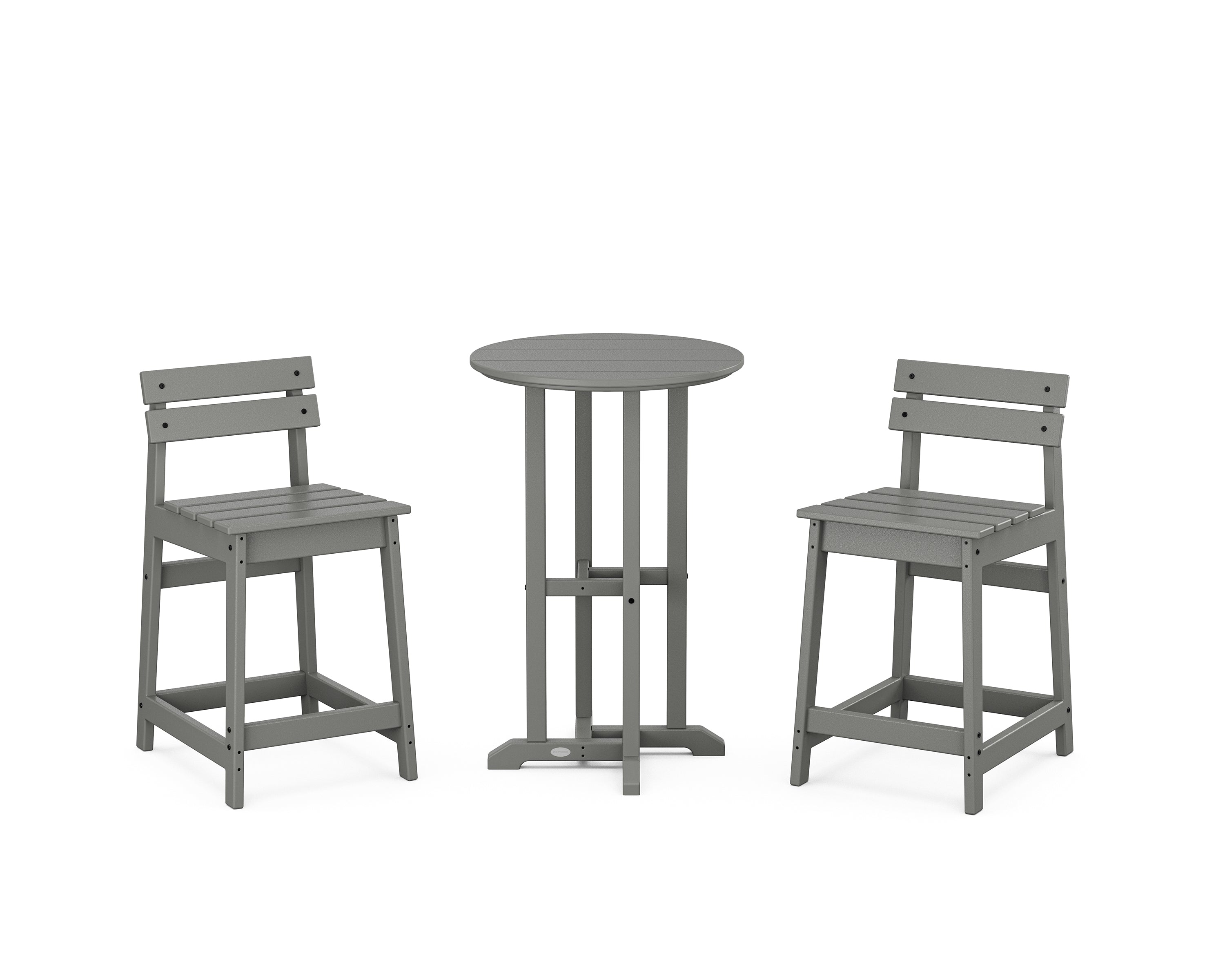 POLYWOOD® Modern Studio Plaza Lowback 3-Piece Bistro Counter Set in Slate Grey