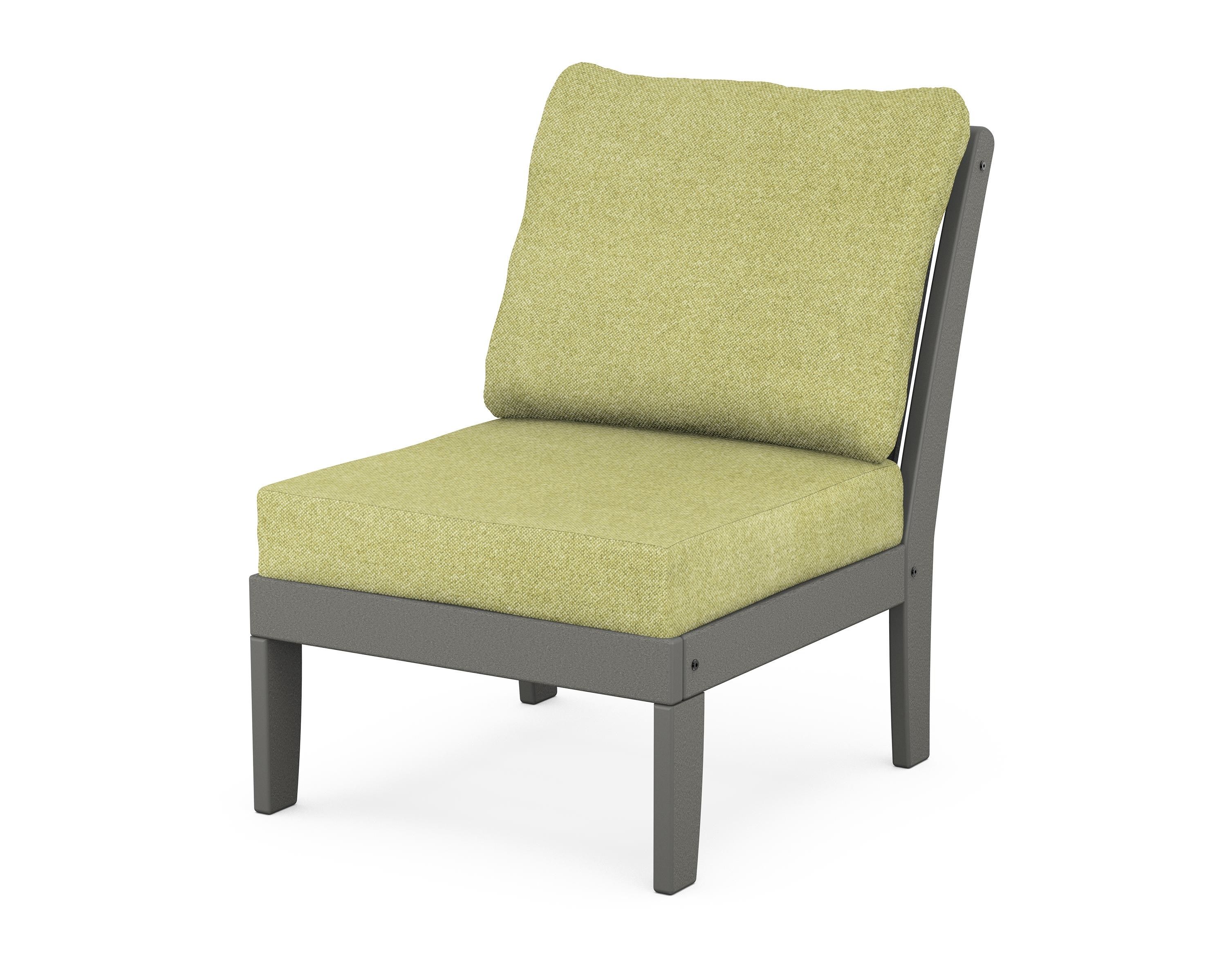 POLYWOOD® Braxton Modular Armless Chair in Slate Grey / Chartreuse Boucle