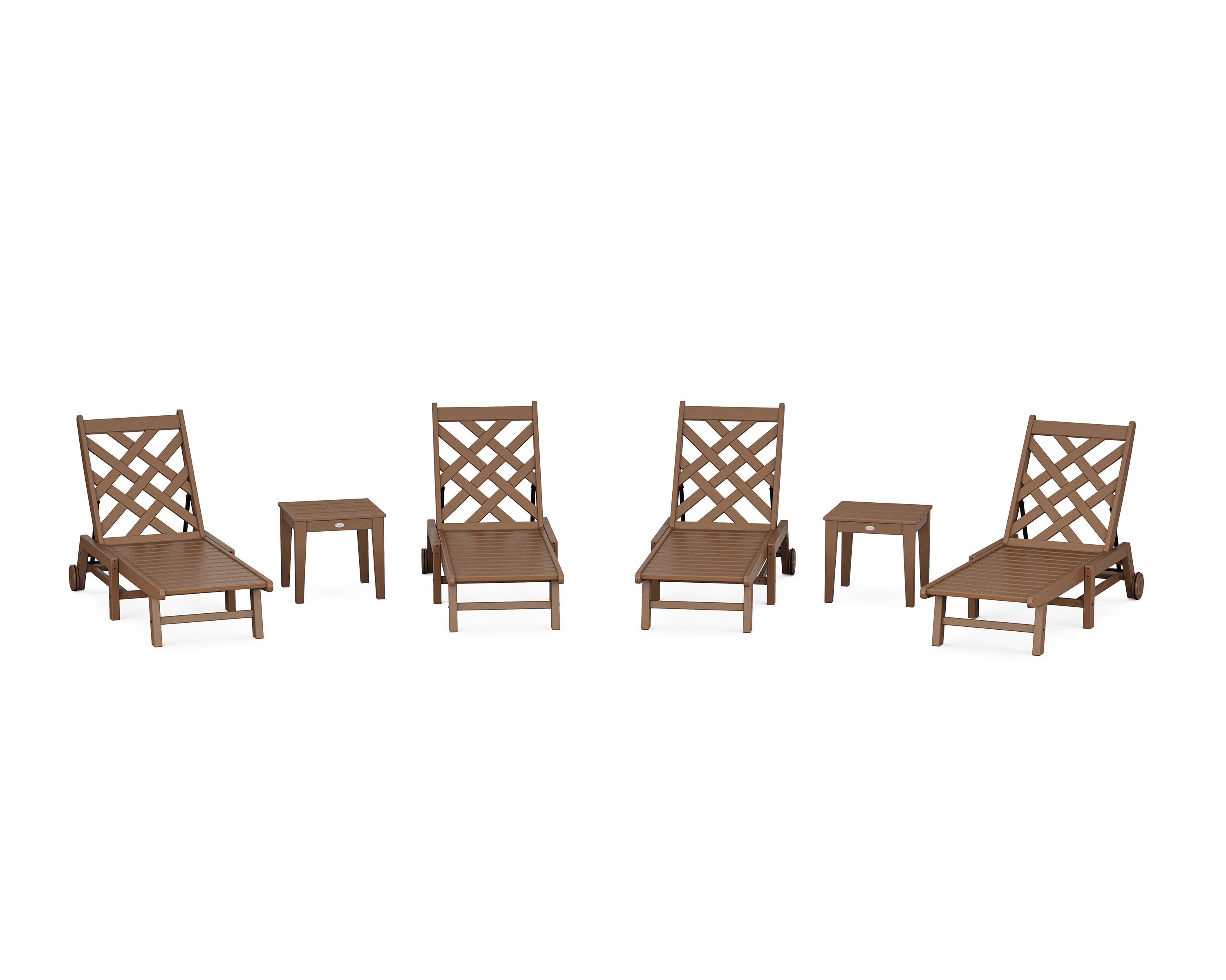 Country Living Wovendale 6-Piece Chaise Set with Wheels in Teak